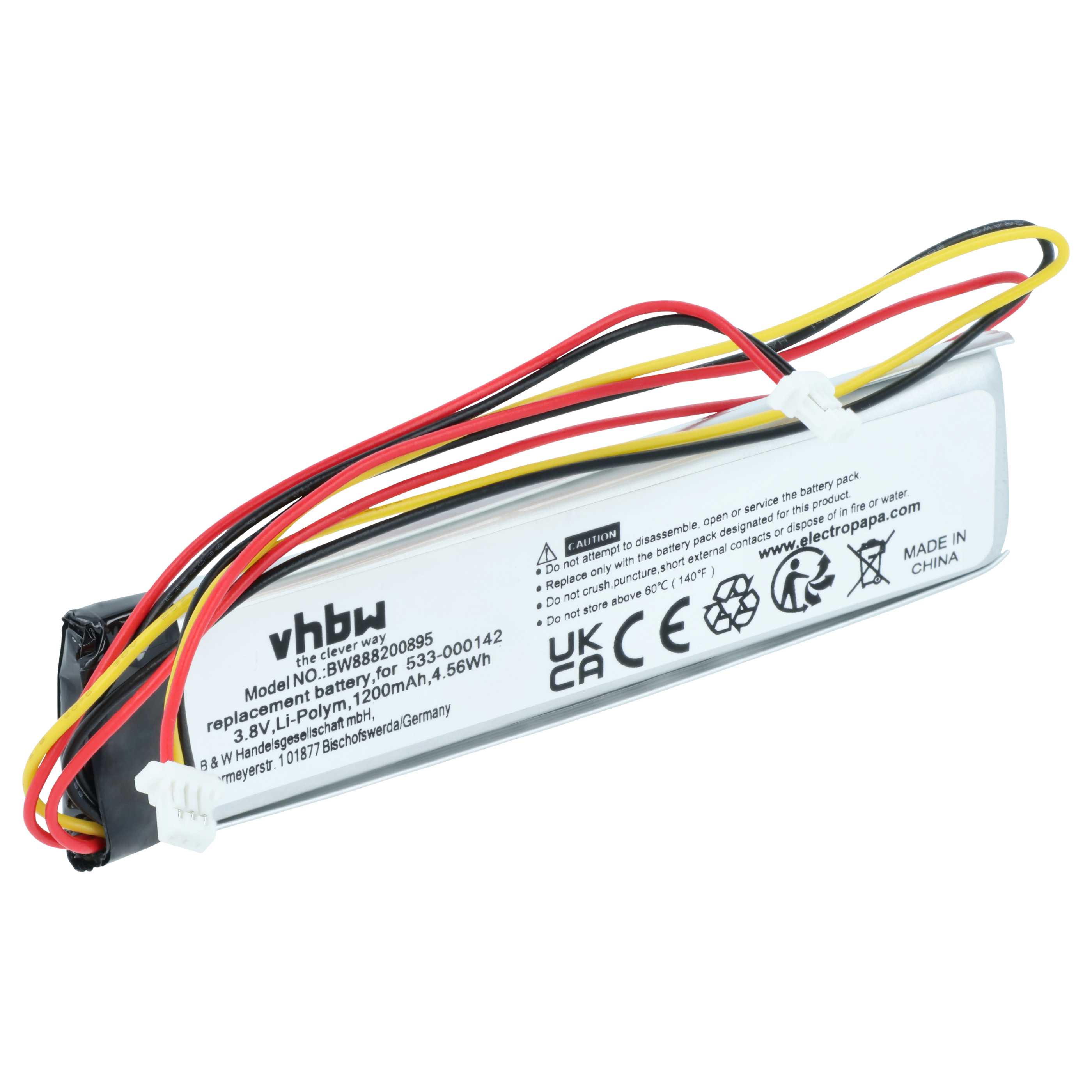 Batería reemplaza Logitech 533-000142 para teclado (1200 mAh, 3,8 V, Li-Polímero)