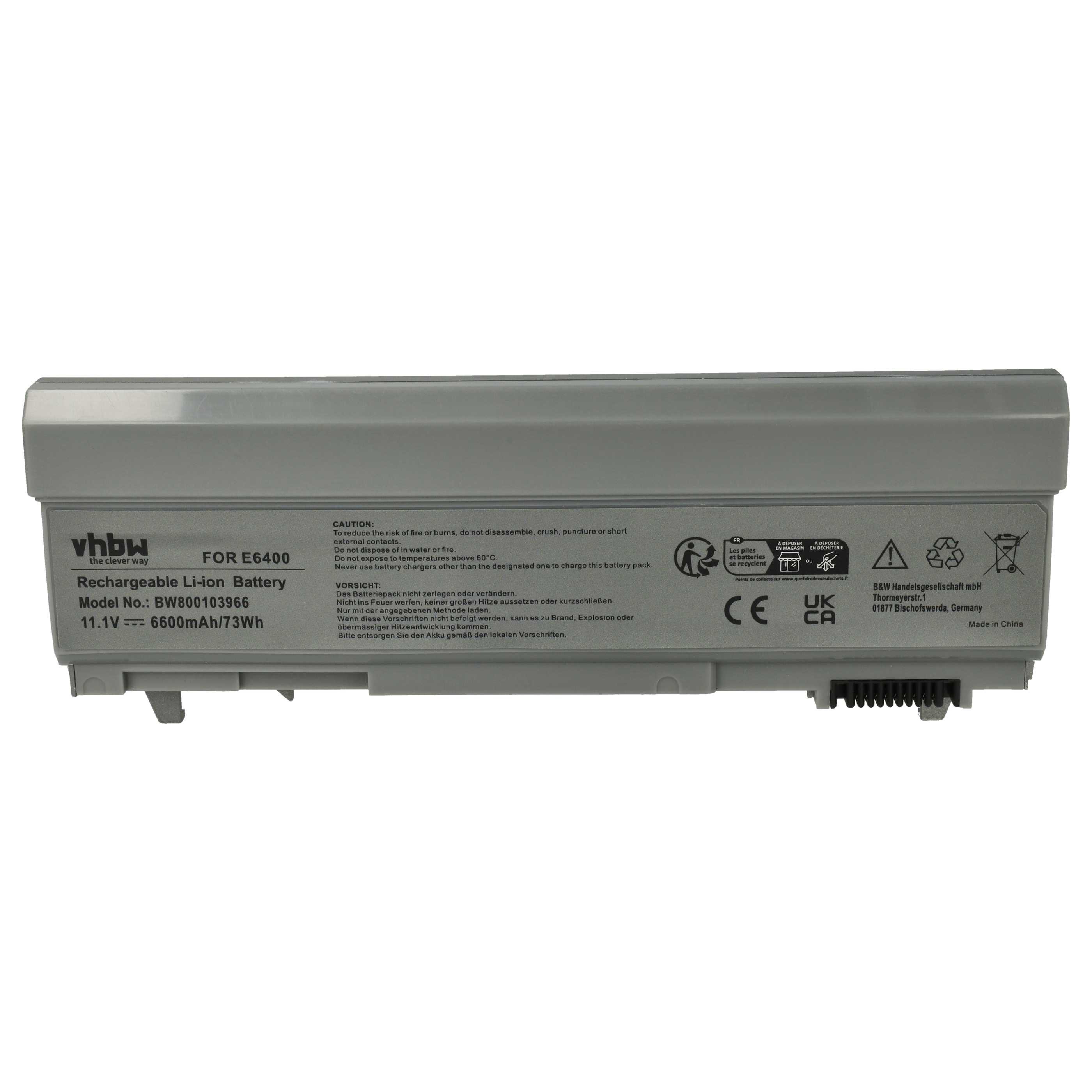 Batteria per notebook Dell Latitude E6400 - 6600mAh 11,1V Li-Ion argento grigio