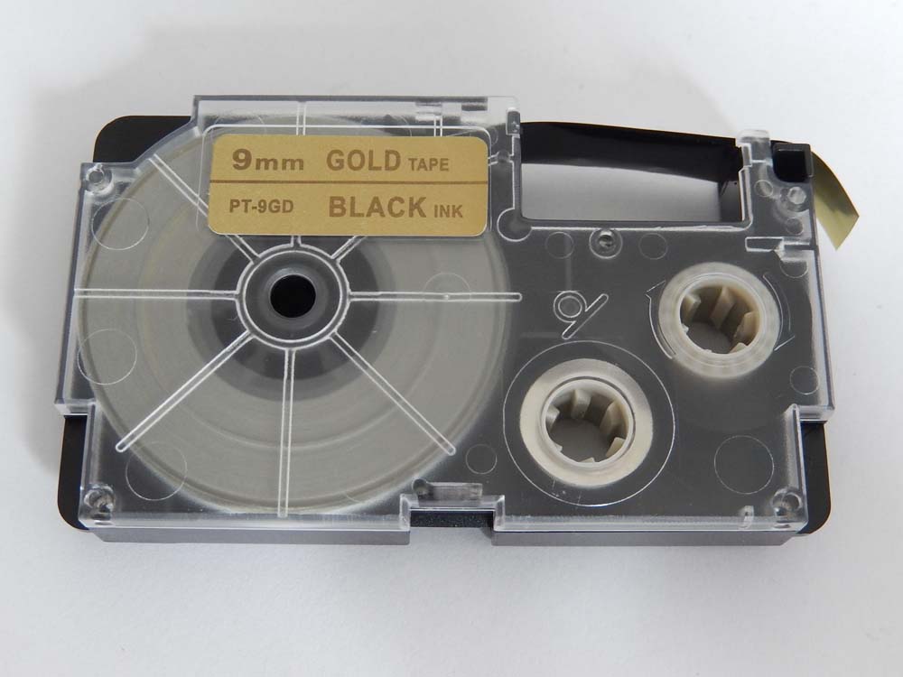 Label Tape as Replacement for Casio XR-9GD1 - 9 mm Black to Gold