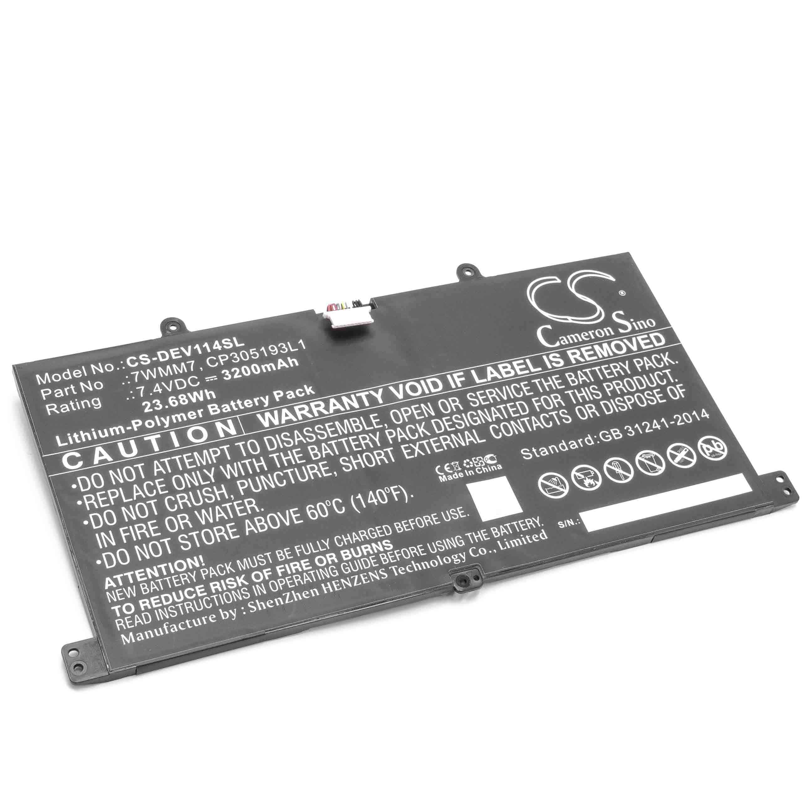 Wireless Keyboard Battery Replacement for Dell DL011301-PLP22G0, CP305193L1, 7WMM7 - 3200mAh 7.4V Li-polymer