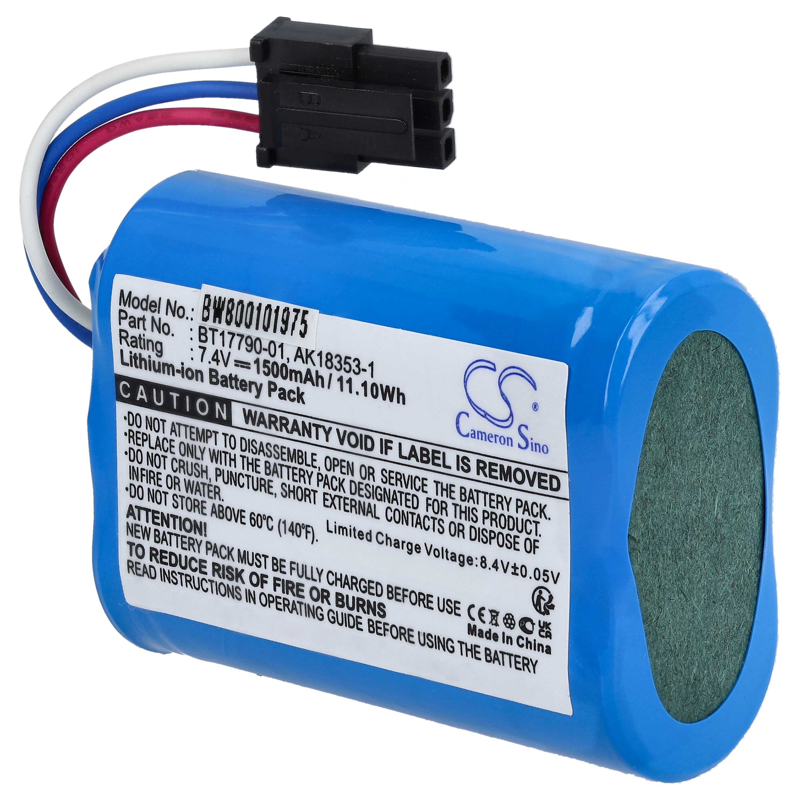 Printer Battery Replacement for Zebra BT17790-1, BT17790-2, M3I-0UB00000-03, AK18353-1 - 1500 mAh 7.4 V Li-Ion