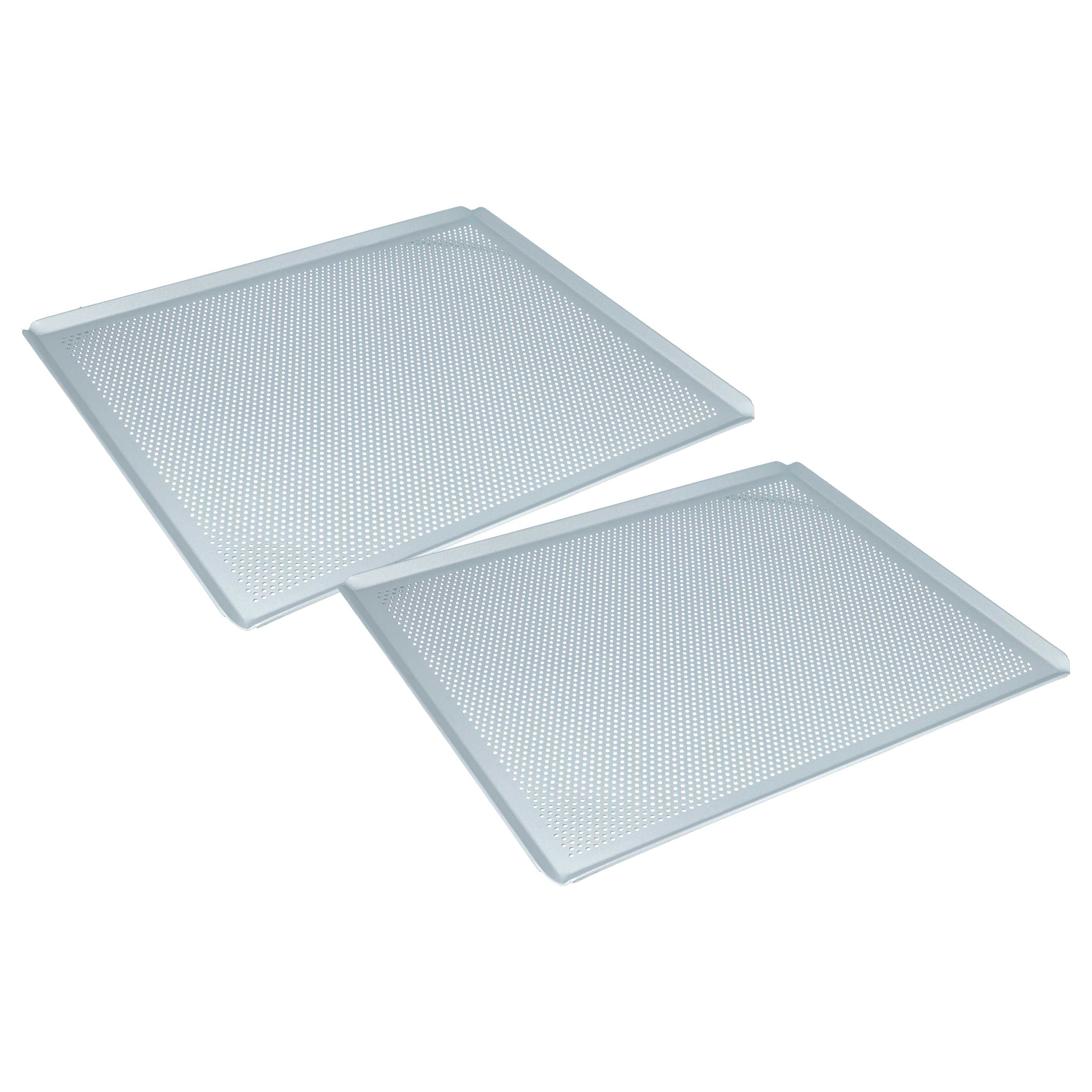 2x Plaque universelle pour four - 45,5 x 37,5 x 1 cm argenté, perforé