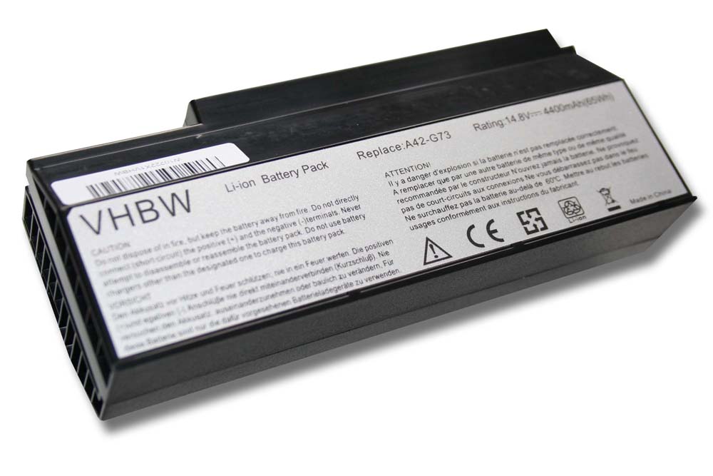 Batterie remplace Asus A42-G73 pour ordinateur portable - 4400mAh 14,8V Li-ion, noir