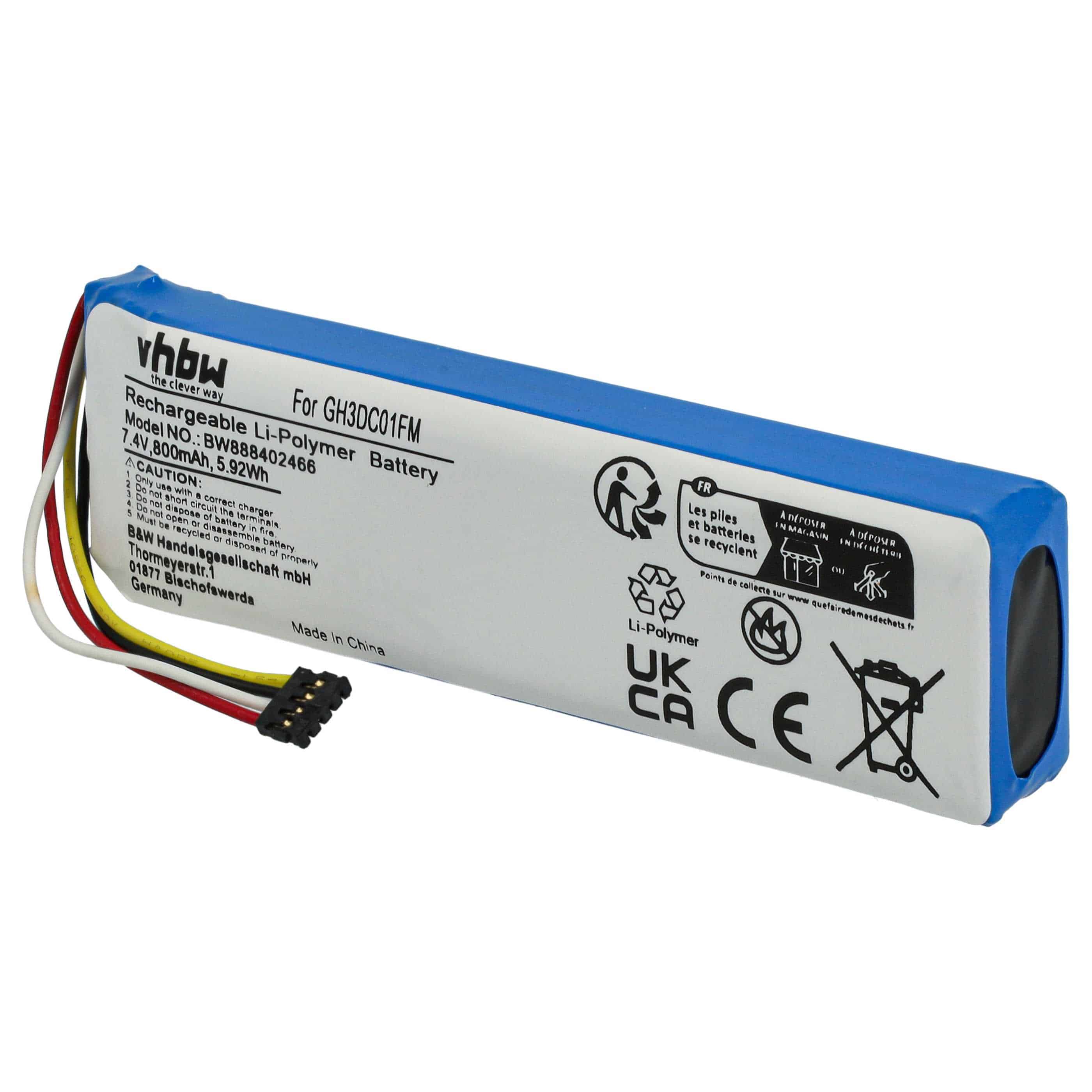 Videocamera Battery replaces Xiaomi GH3DC01FM - 800 mAh 7.4 V Li-polymer