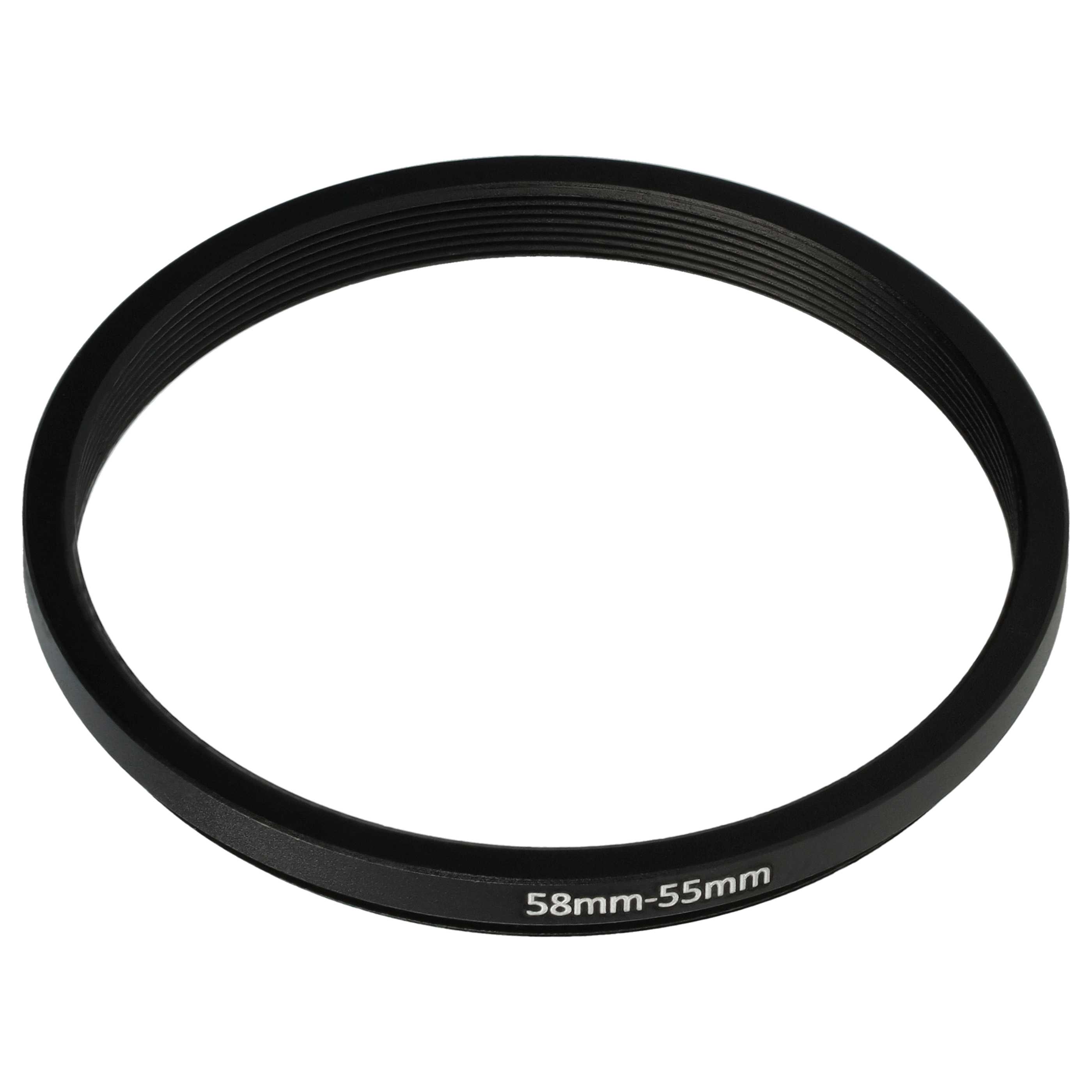 Step-Down-Ring Adapter von 58 mm auf 55 mm passend für Kamera Objektiv - Filteradapter, Metall, schwarz