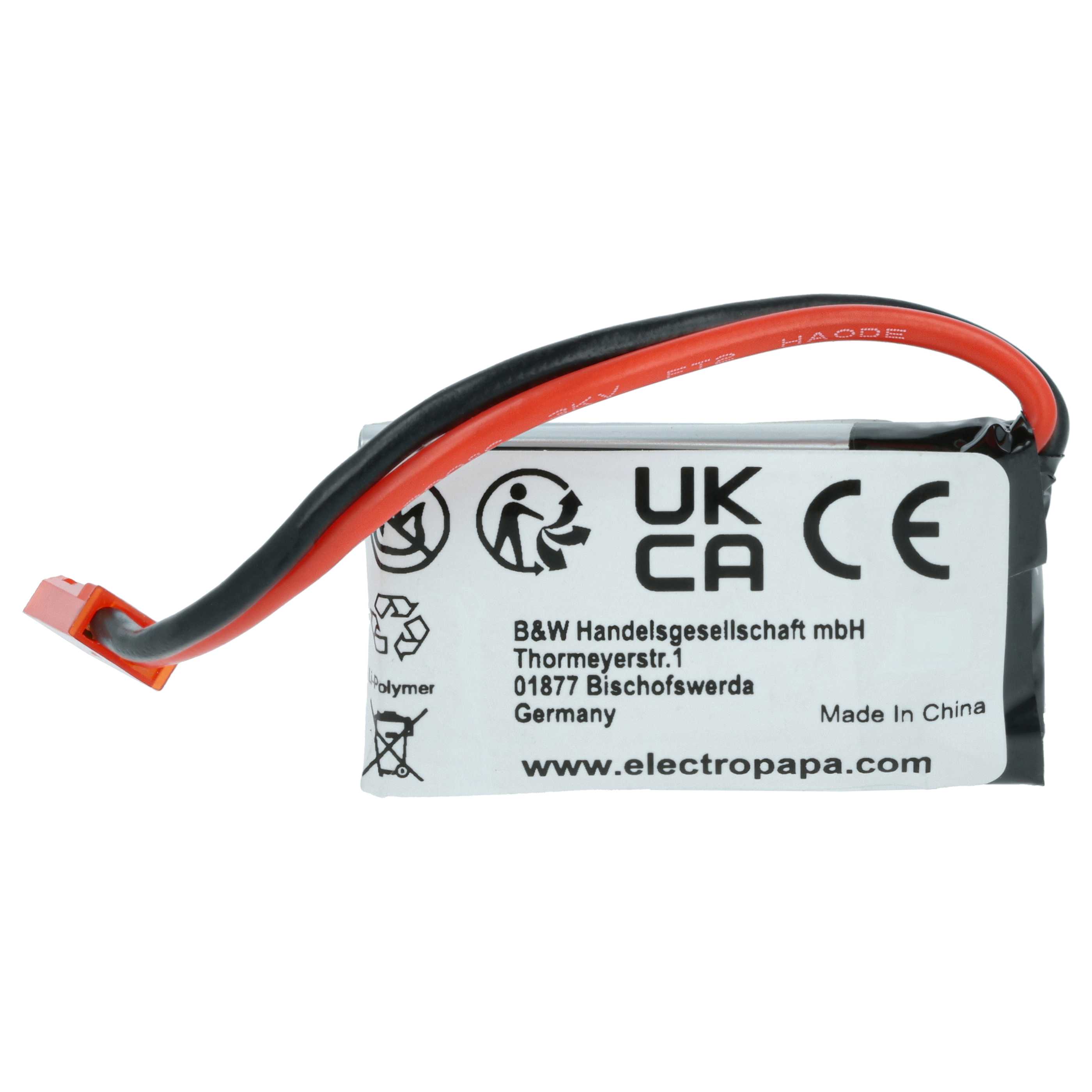 Batterie remplace Carrera 370410147 modèle radio-télécommandé - 650mAh 3,7V Li-polymère, JST BEC