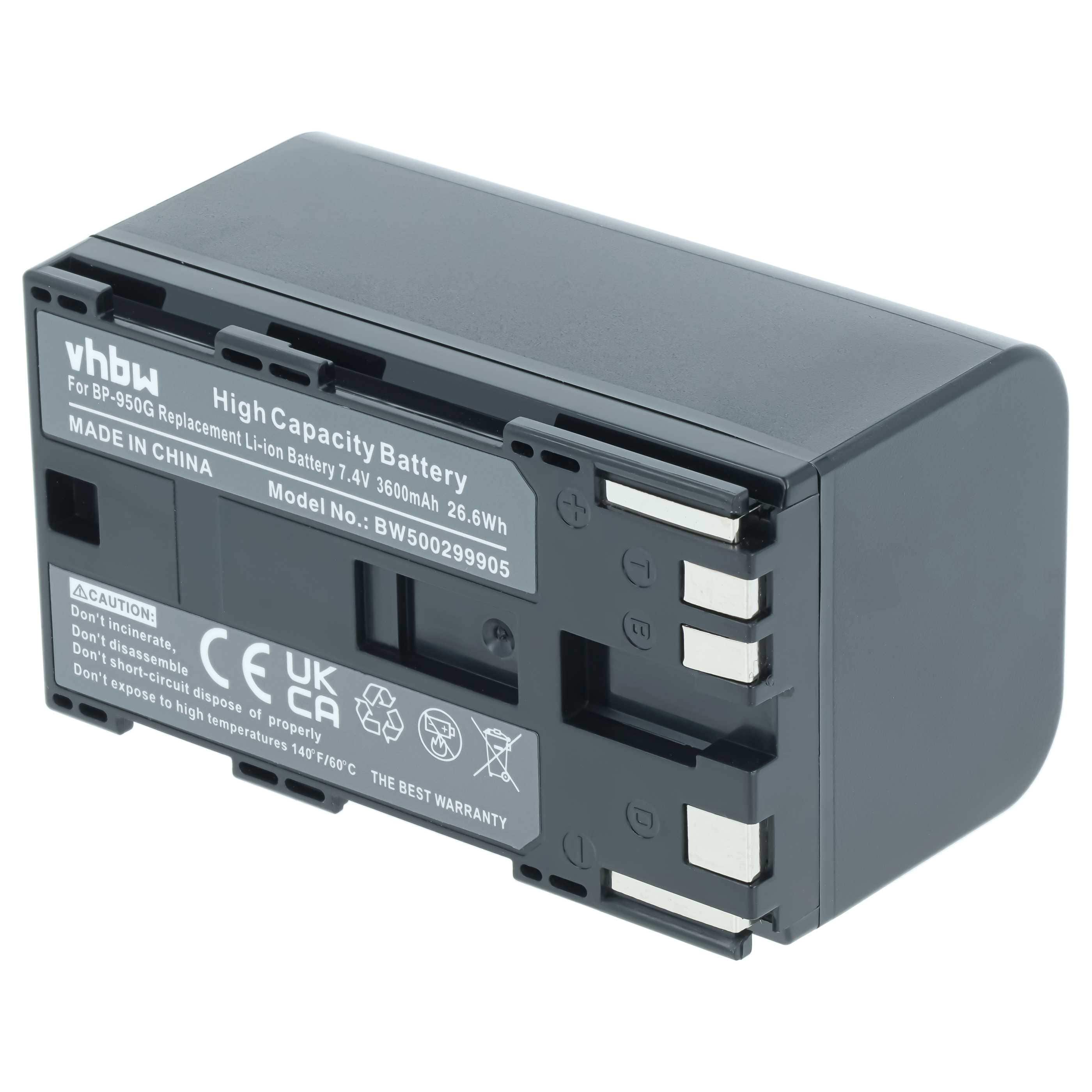 Videocamera 3x Battery replaces Canon BP-975, BP-955, BP-925, BP-950G - 3600 mAh 7.4 V Li-Ion