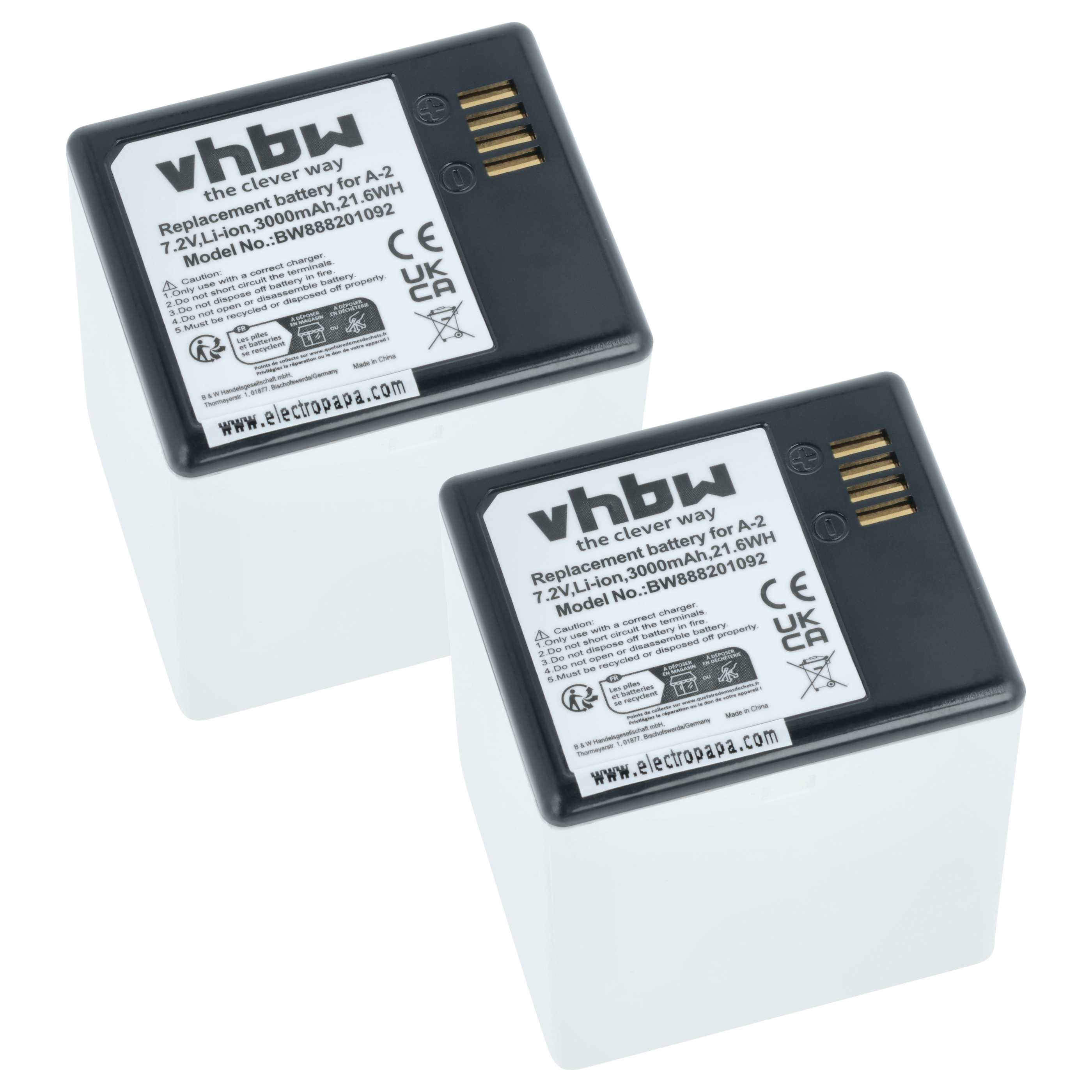 Security Camera 2x Battery replaces Arlo A-2 - 3000 mAh 7.2 V Li-Ion
