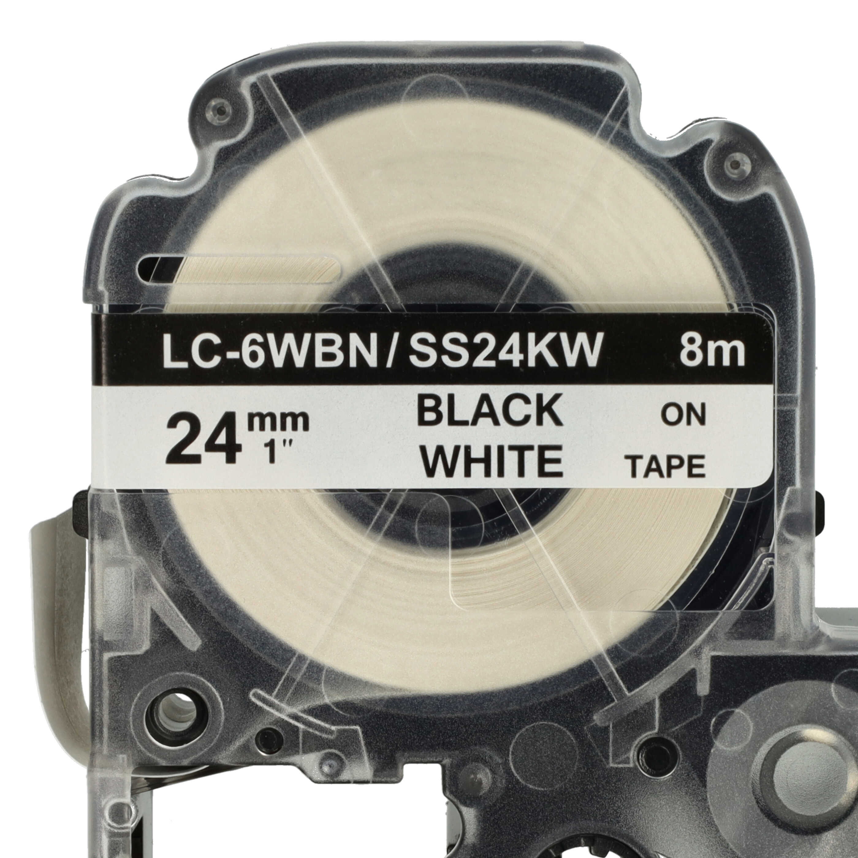 50x Cassettes à ruban remplacent Epson LC-6WBN - 24mm lettrage Noir ruban Blanc