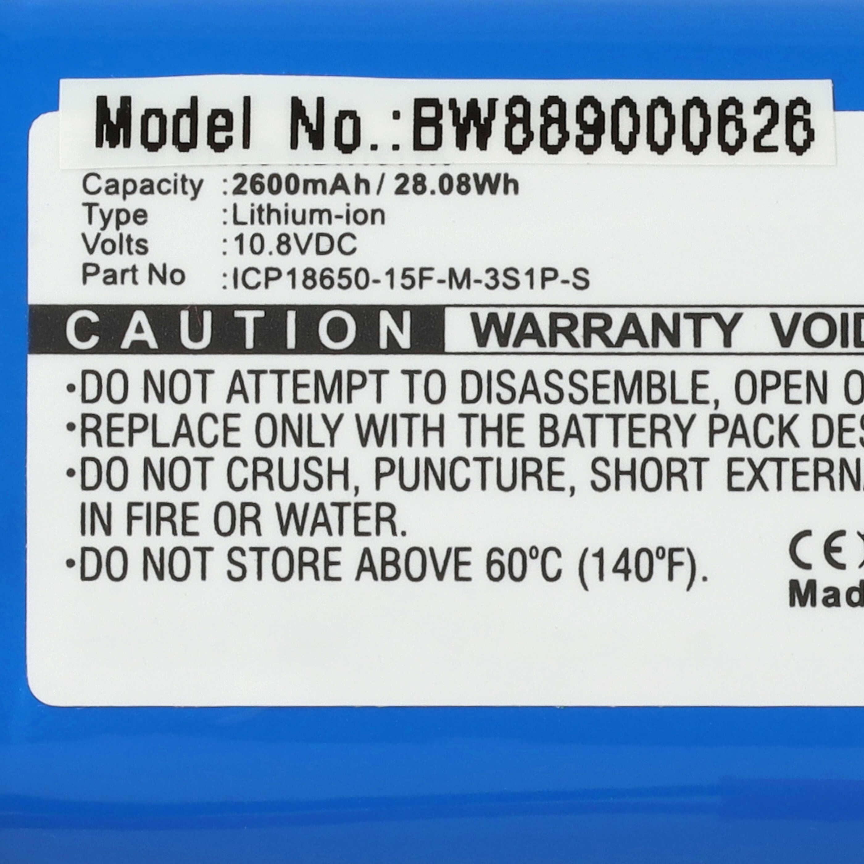 Batterie remplace Medion ICP186500-15F-M-3S1P-S pour robot aspirateur - 2600mAh 11,1V Li-ion