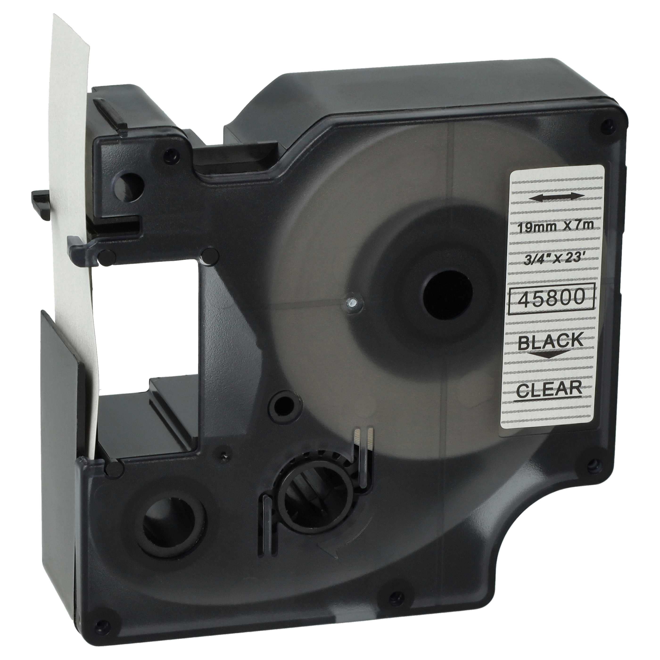 Label Tape replaces Dymo 45800, D1, S0720820 - 19 mm Black to Transparent