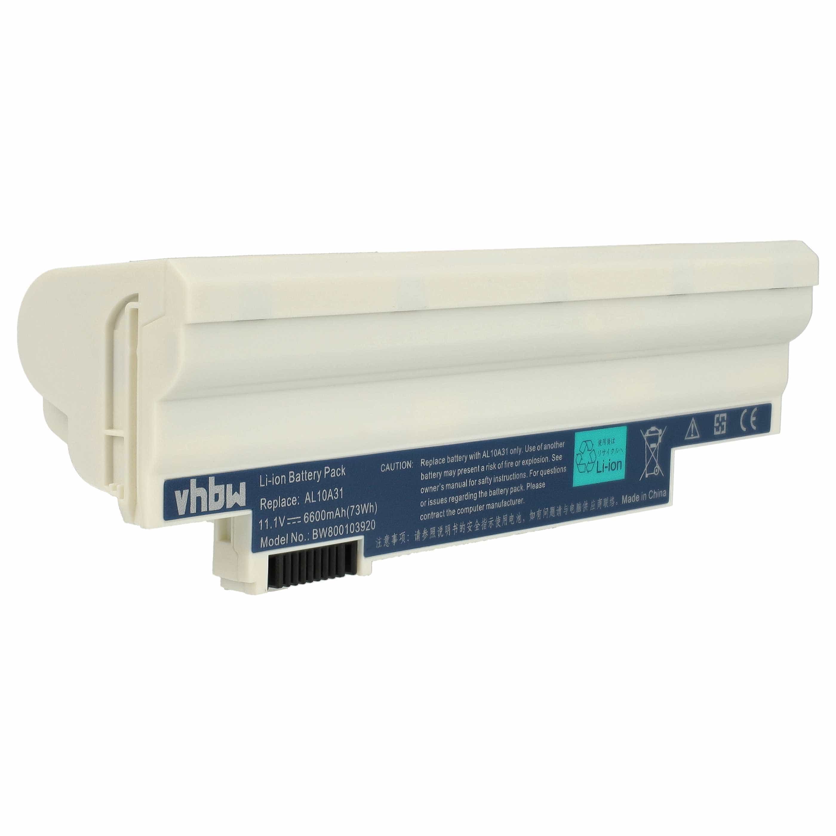 Akumulator do laptopa Acer Aspire One D255, D257, D260, D270 - 6600 mAh 11,1 V Li-Ion, biały