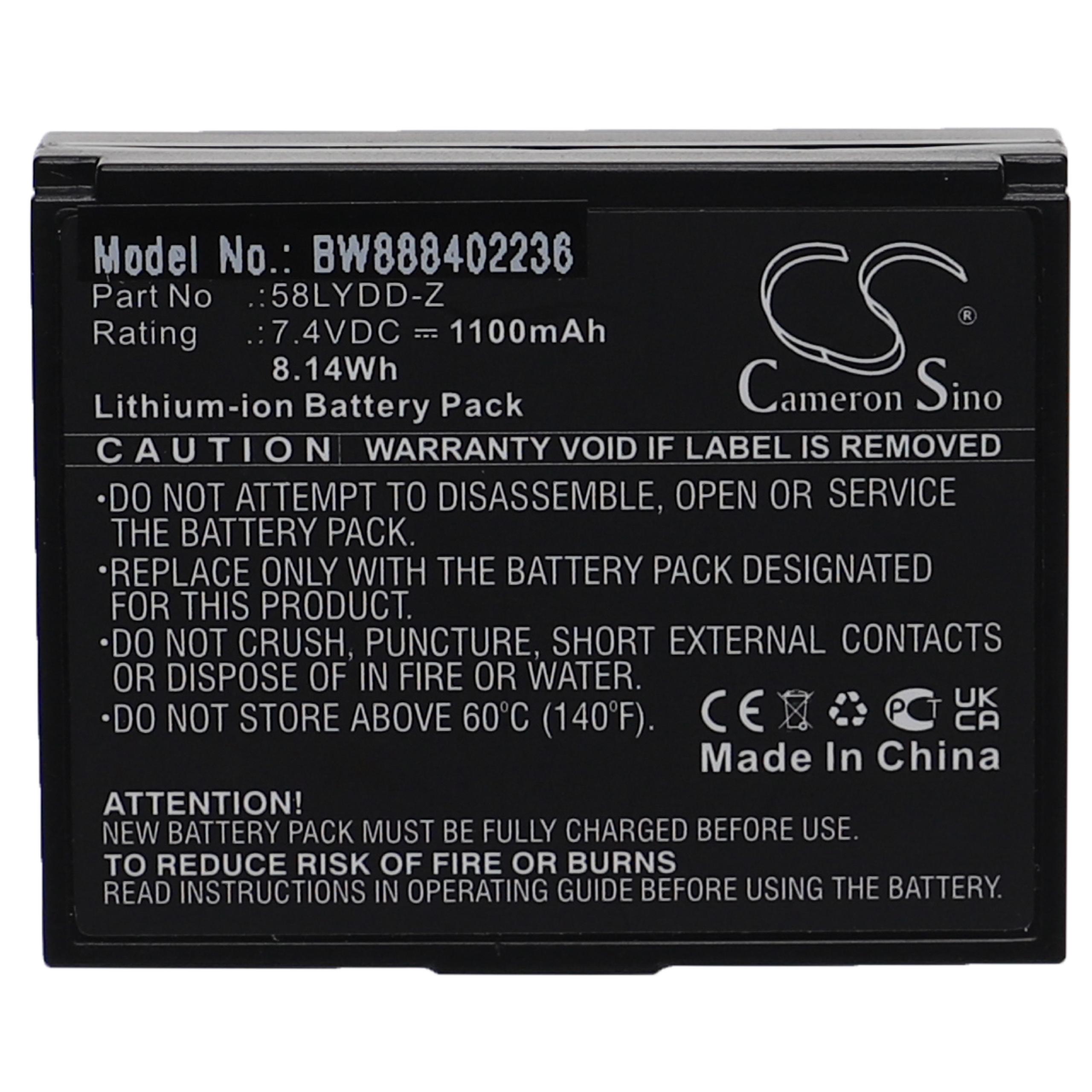 Printer Battery Replacement for Zjiang 58LYDD-Z - 1100mAh 7.4V Li-Ion