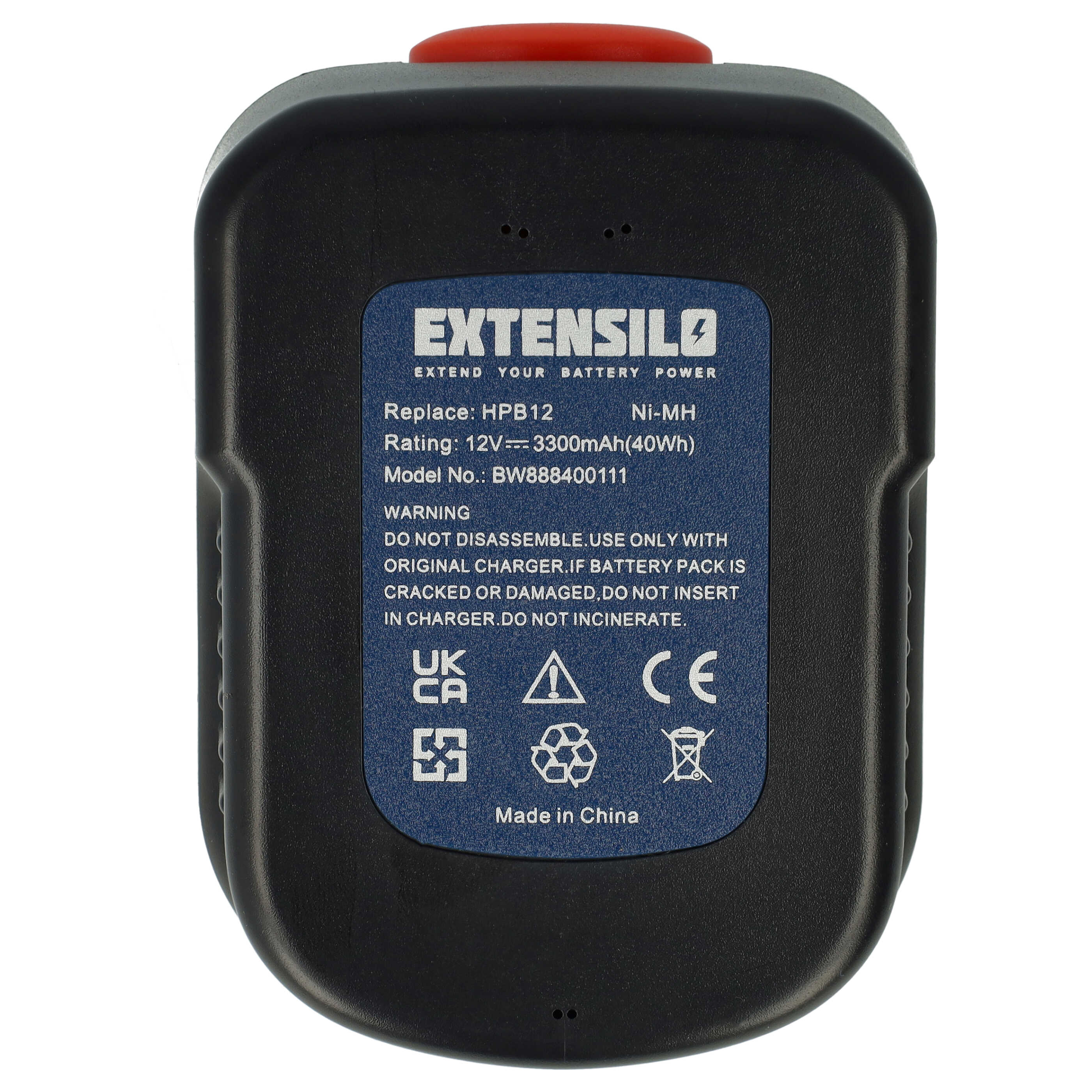 2x Battery replaces Black & Decker A12EX, A1712, A12-XJ, A12, A12E Electric Power Tool - 3300 mAh, 12 V, NiMH