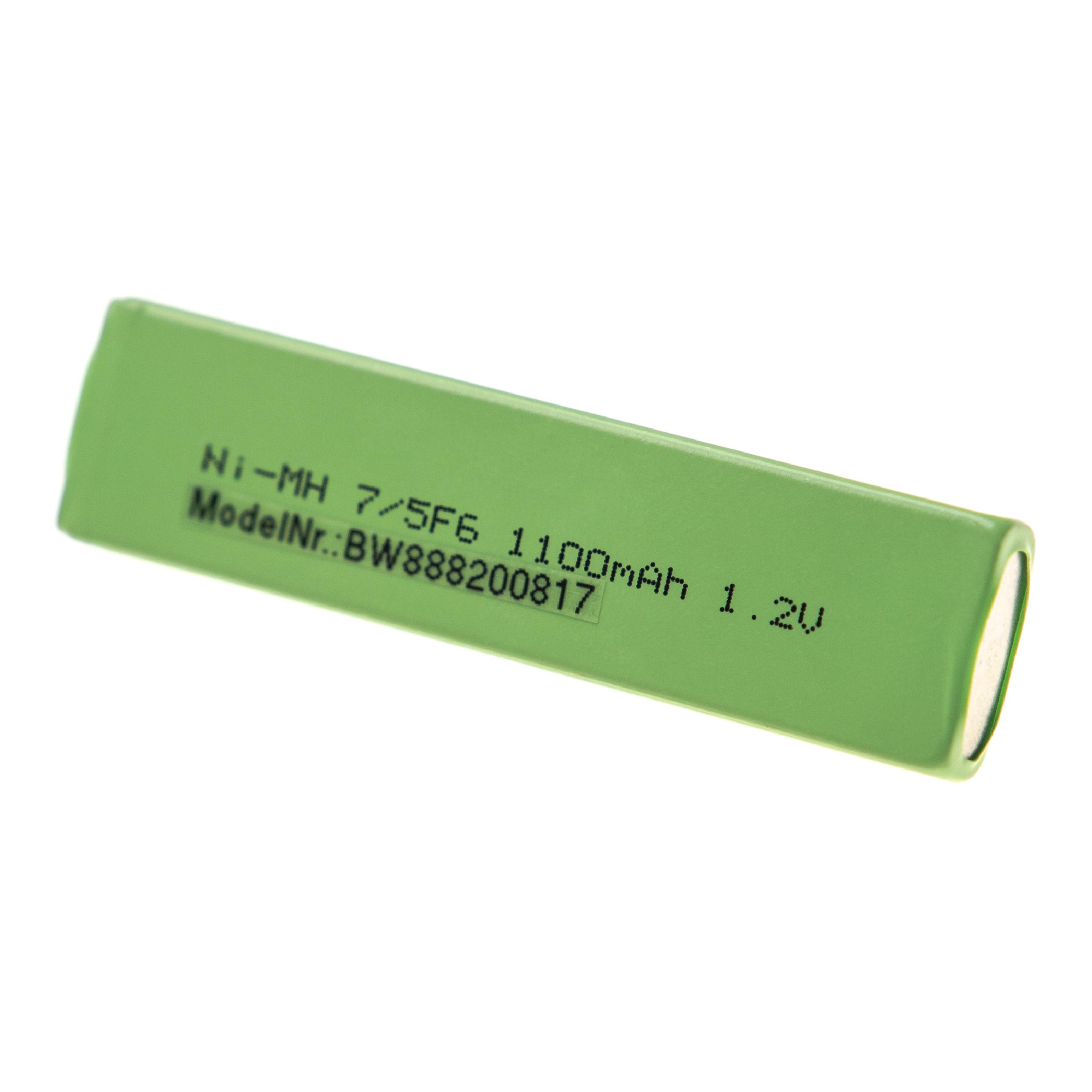 Batterie remplace Aiwa MHB-901 pour baladeur CD ou MiniDisc - 1100mAh 1,2V NiMH, 7/5F6, Bouton top