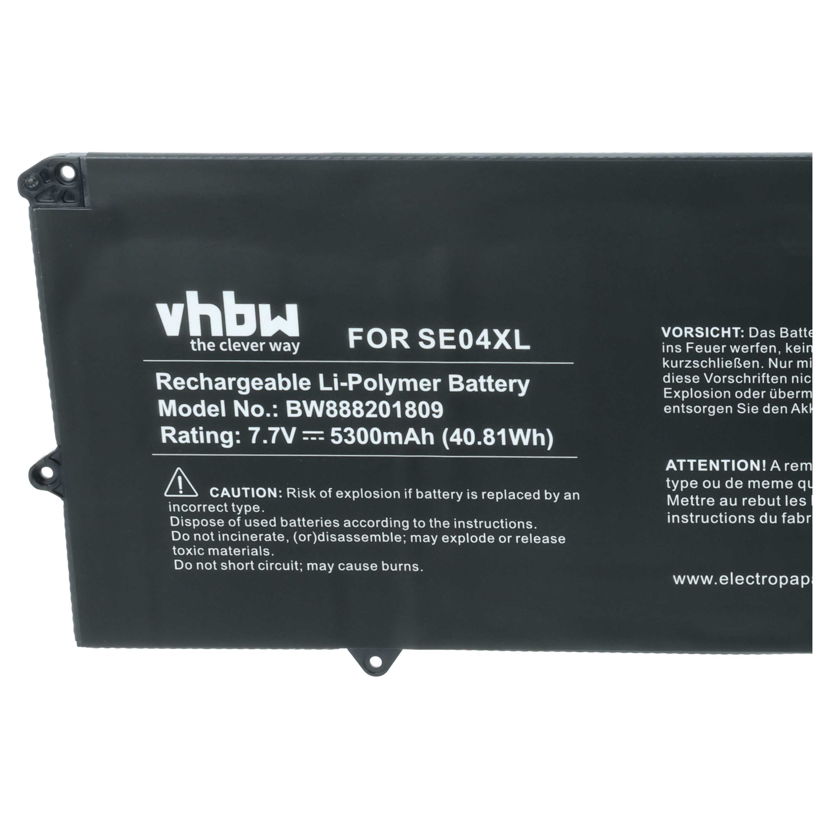 Batteria sostituisce HP HSTNN-DB7Q, 860724-2B1, 860724-2C1, 860708-855 per notebook - 5300mAh 7,7V Li-Poly