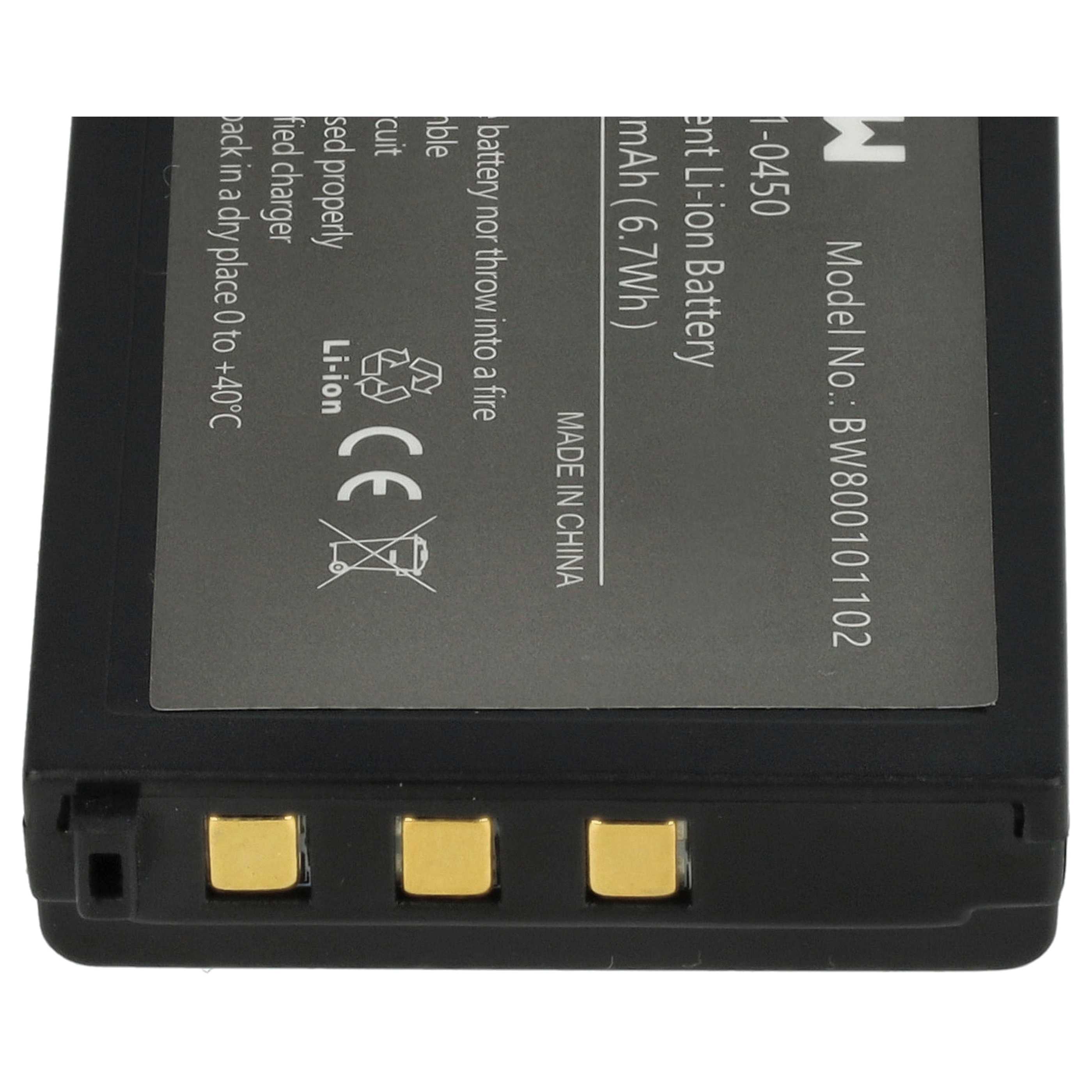 Batería reemplaza BT-20L, 496461-0450, 496466-1130 para escáner código de barras (1800 mAh, 3,7 V, Li-Ion)