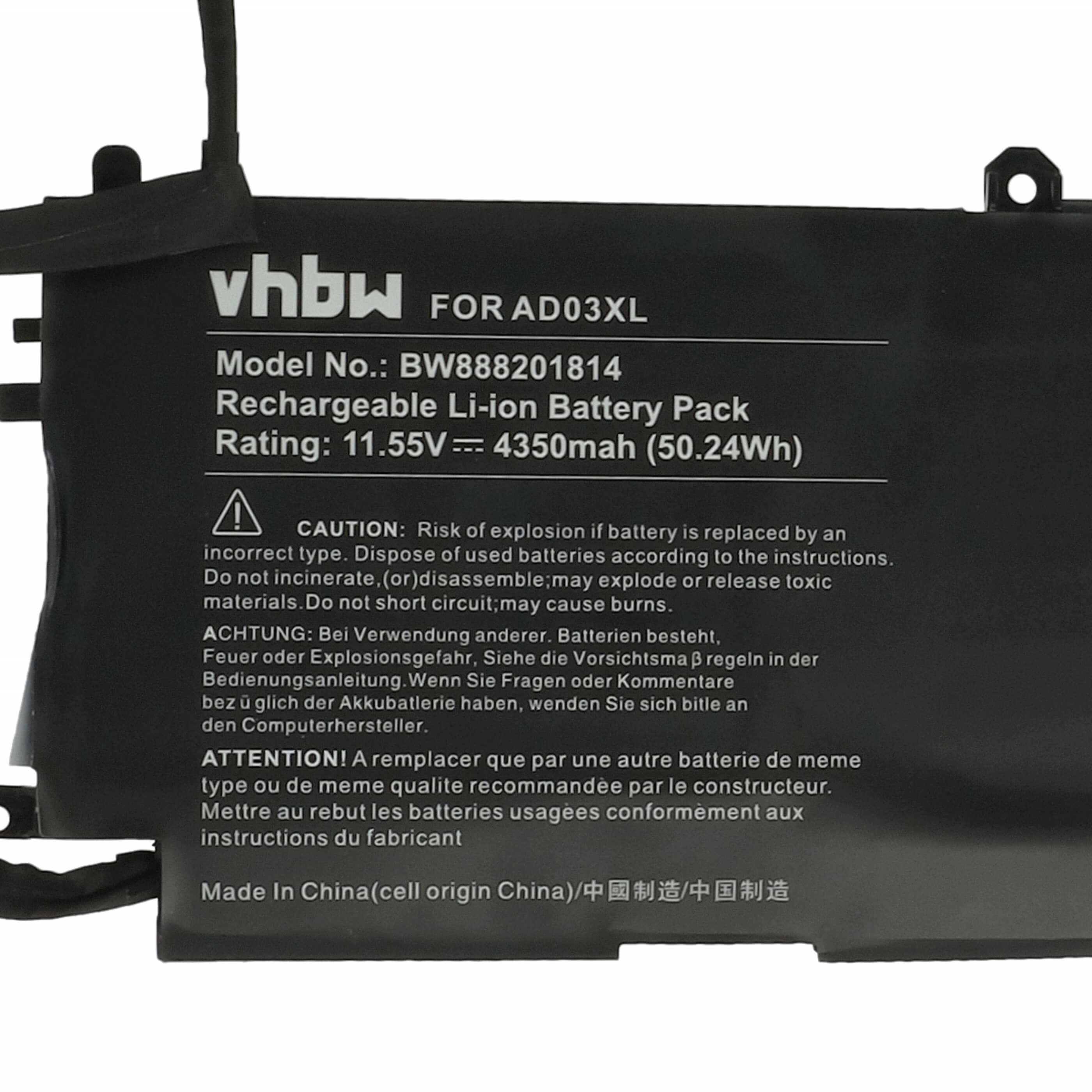 Akumulator do laptopa zamiennik HP 921409-2C1, 921439-855, 921409-271, AD03051XL - 4350 mAh 11,55 V Li-Ion