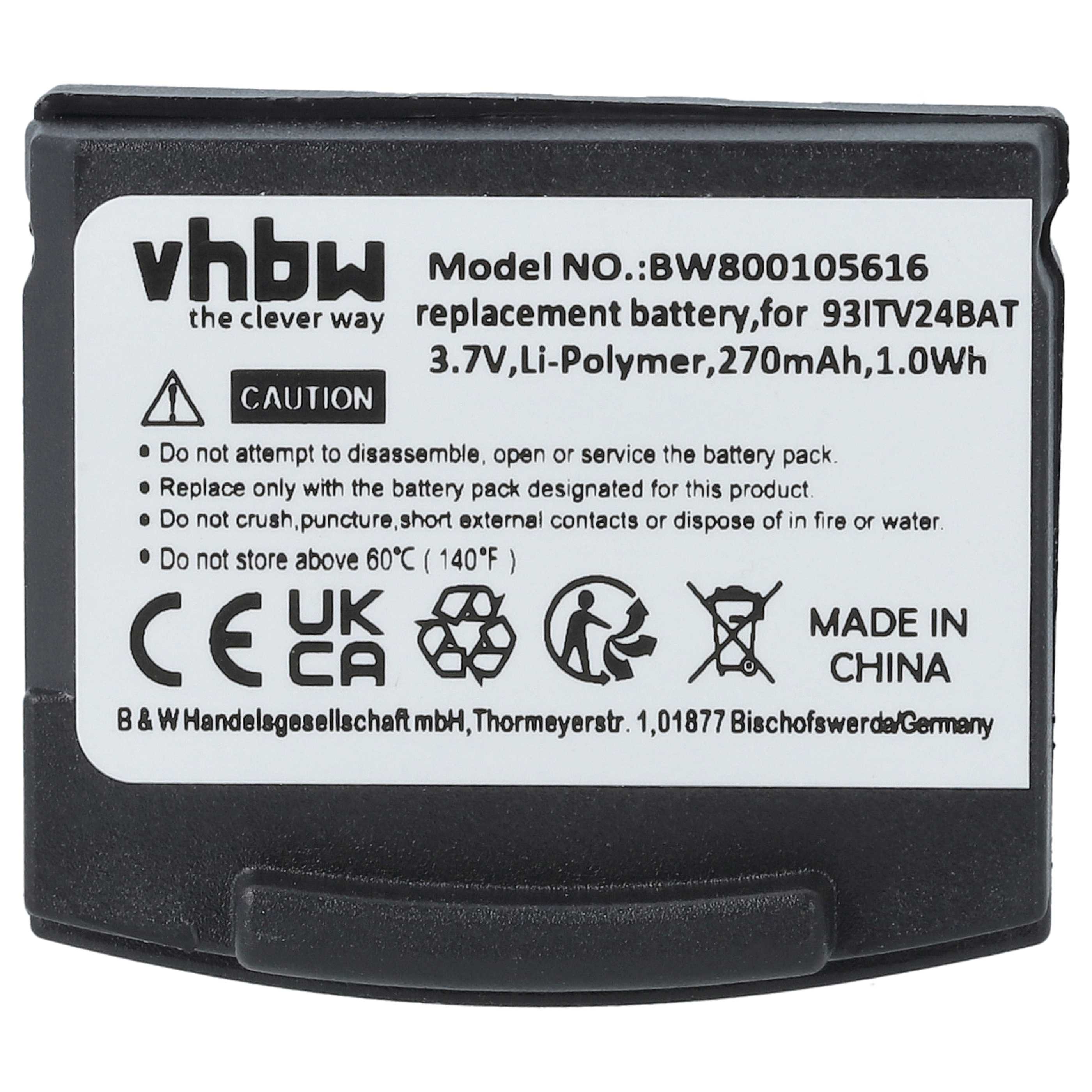 2x Akumulator do słuchawek bezprzewodowych zamiennik Amplicomms 93ITV24BAT - 270 mAh 3,7 V LiPo