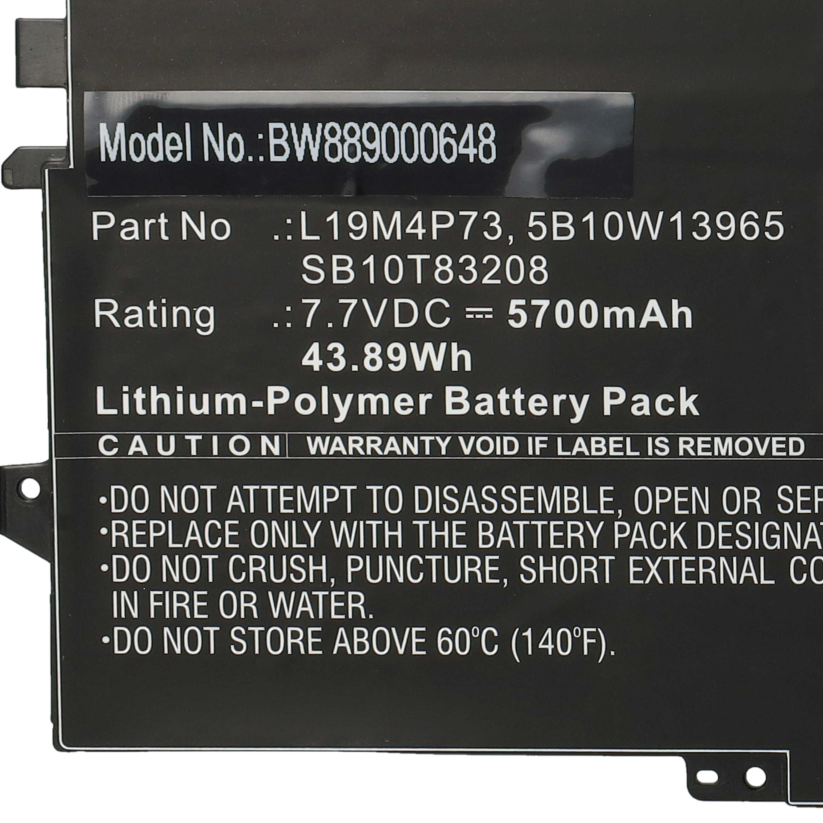 Notebook-Akku als Ersatz für Lenovo 5B10W13965, L19M4P73, SB10T83208 - 5700mAh 7,7V Li-Polymer