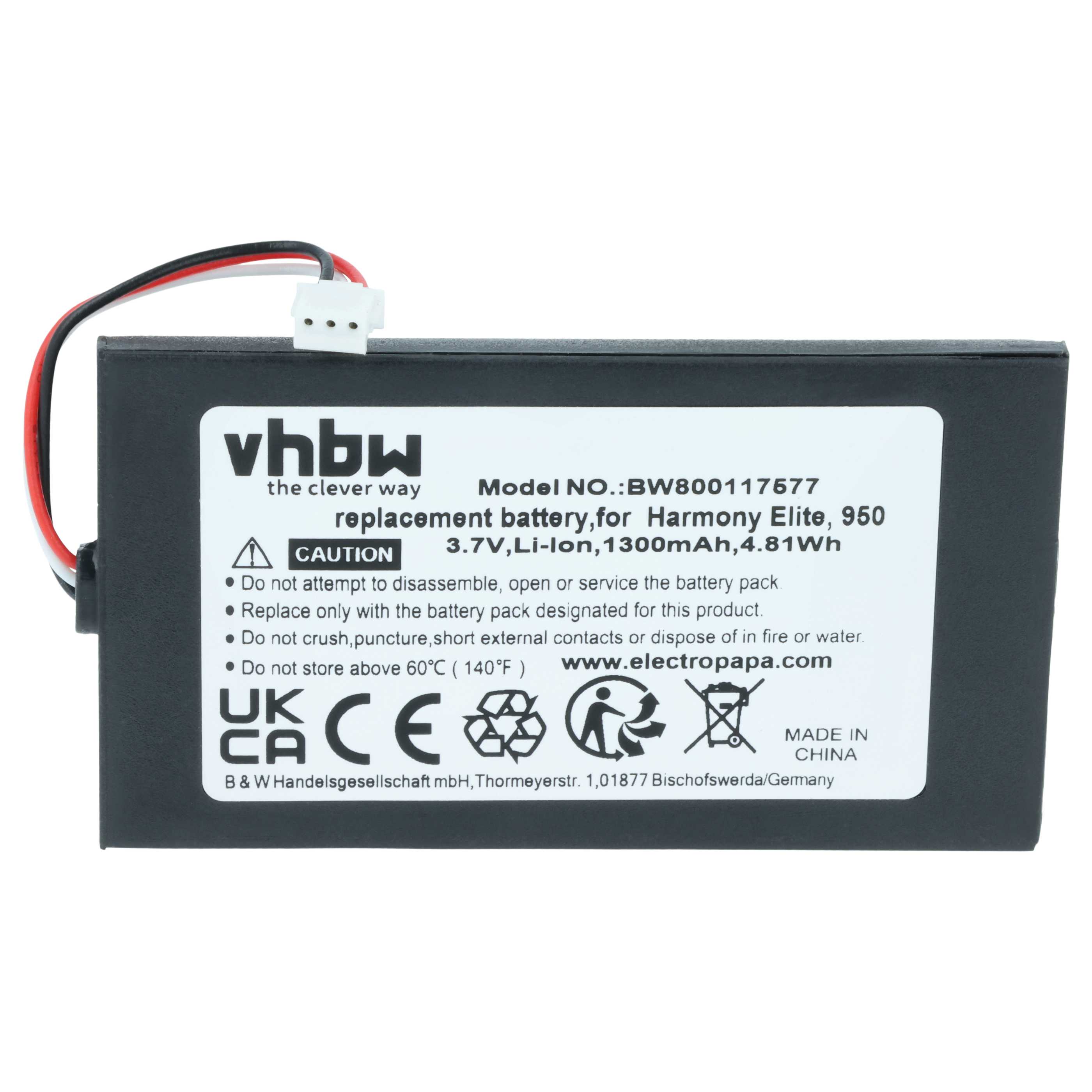 Batteria per telecomando remote controller sostituisce Logitech 623158, 533-000128 - 1300mAh 3,7V Li-Ion