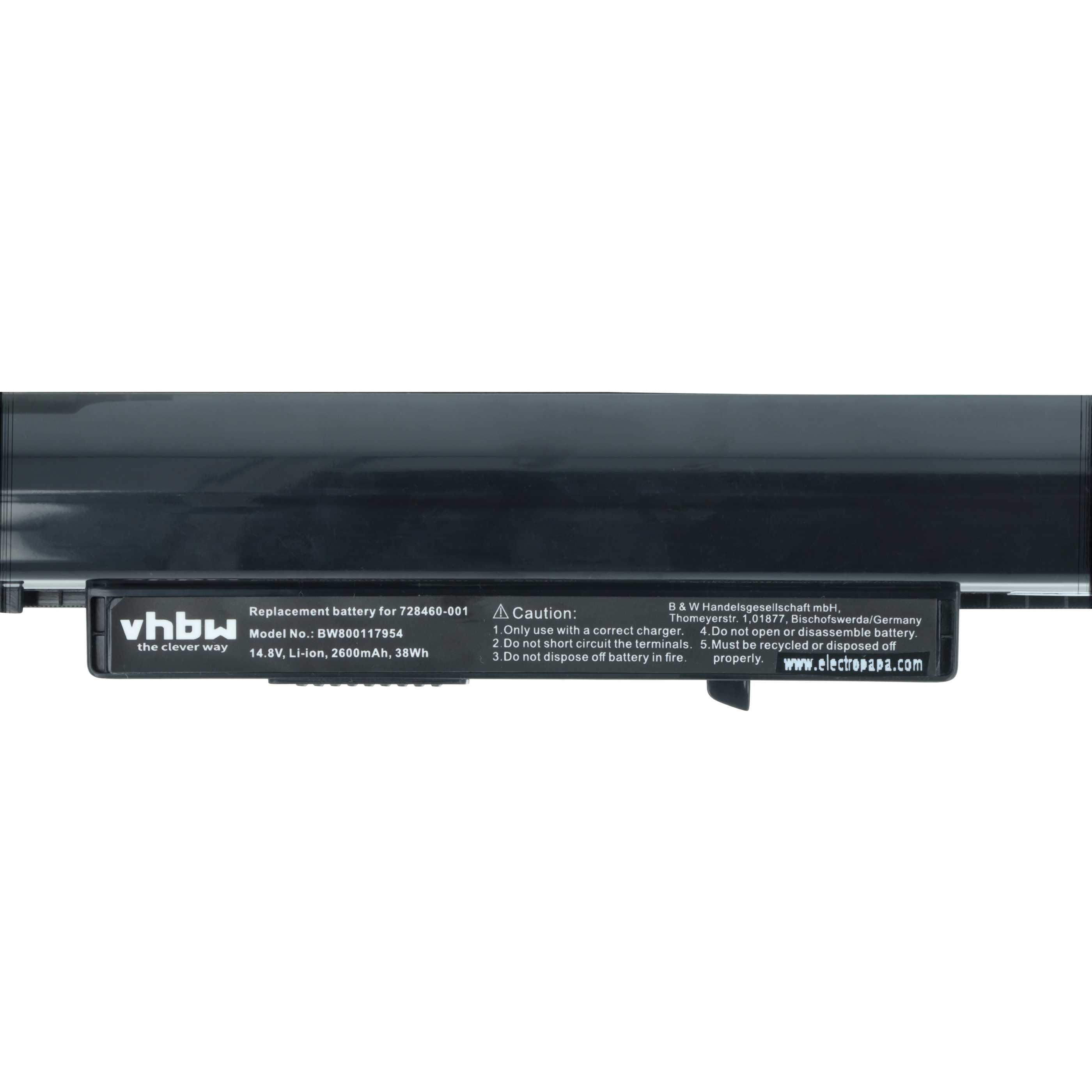 Batteria sostituisce HP 728248-221, 728248-141, 728248-121 per notebook - 2600mAh 14,8V Li-Ion nero