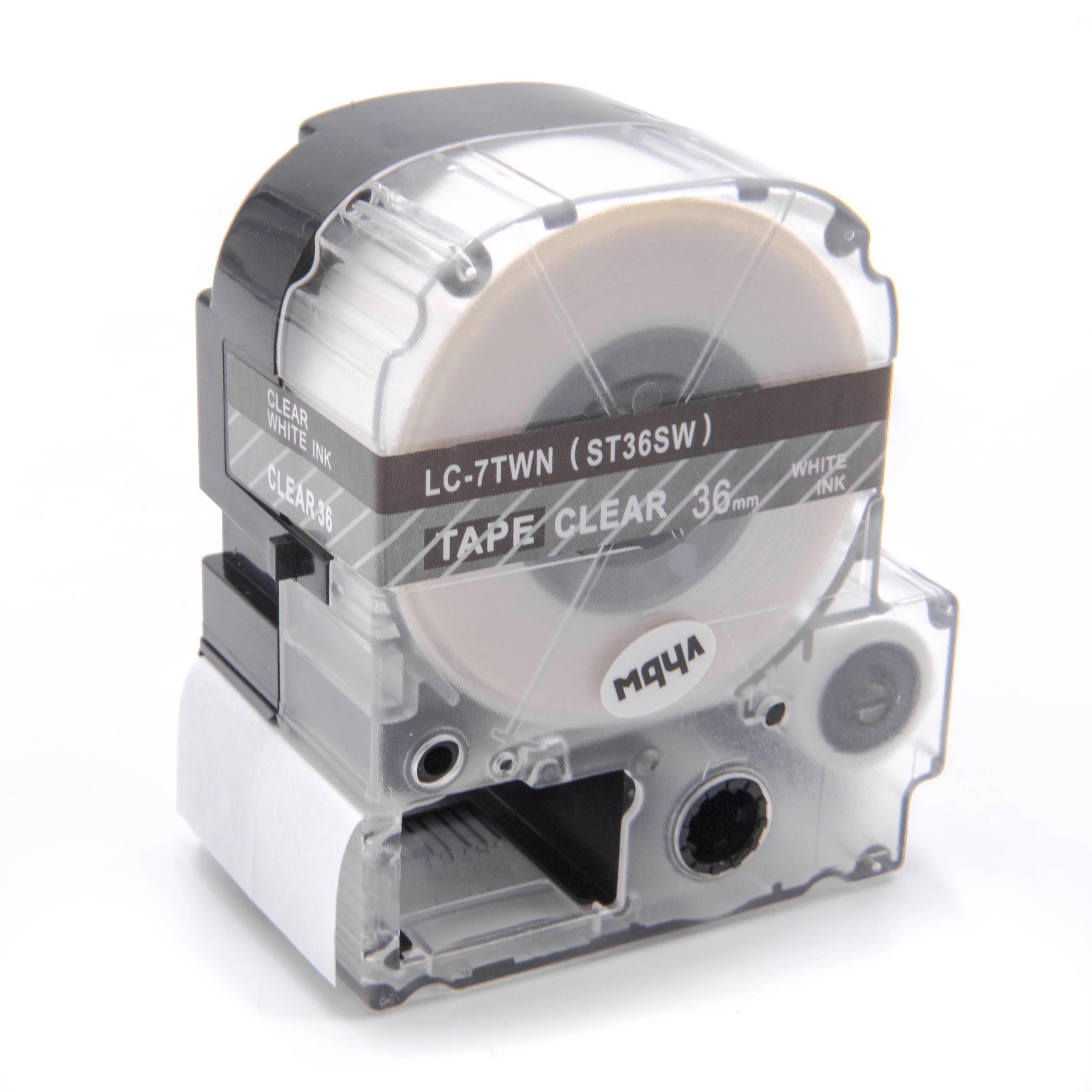 Cassetta nastro sostituisce Epson LC-7TWN per etichettatrice Epson 36mm bianco su trasparente