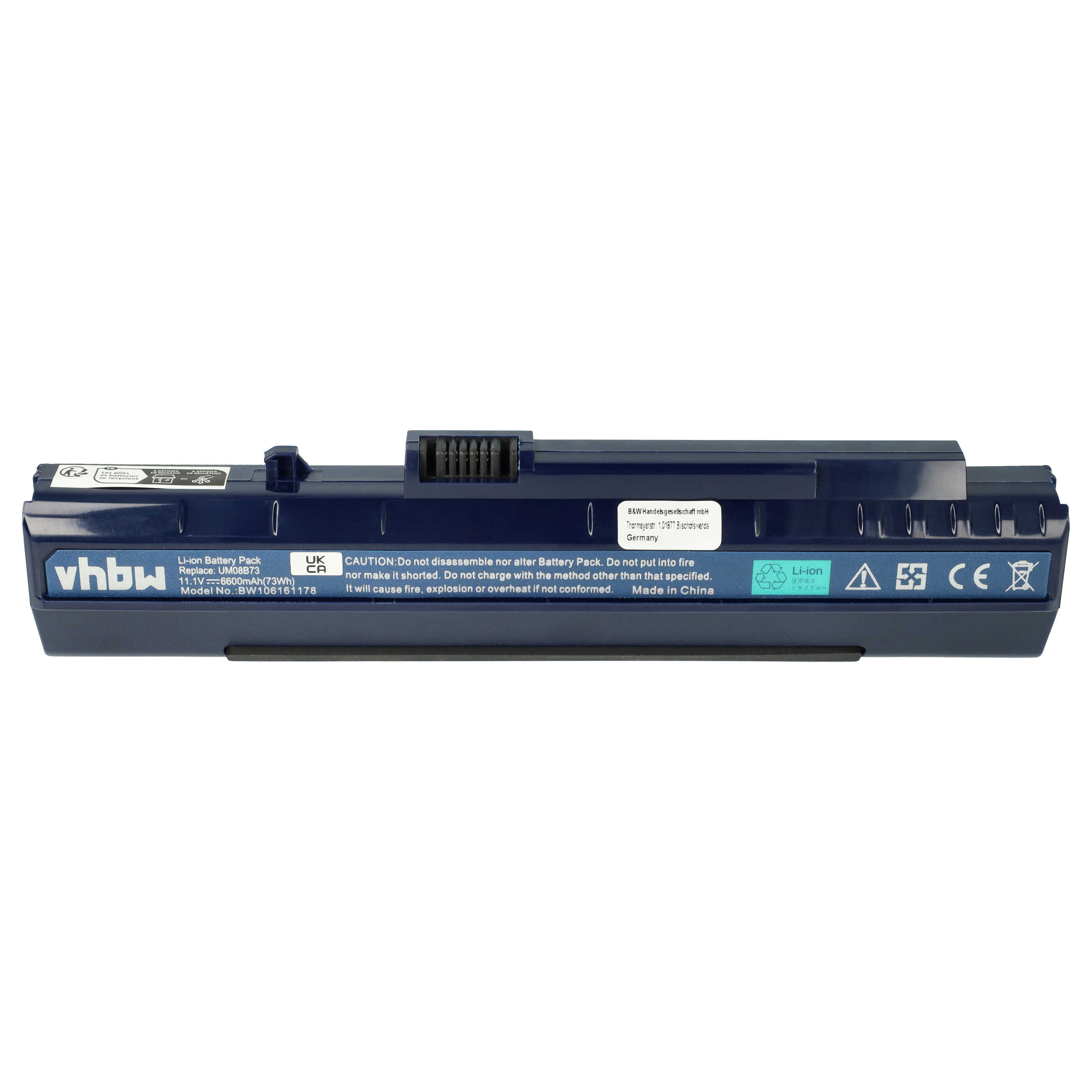 Batería reemplaza Acer 934T2780F, BT.00605.035 para notebook Gateway - 6600 mAh 11,1 V Li-Ion azul oscuro