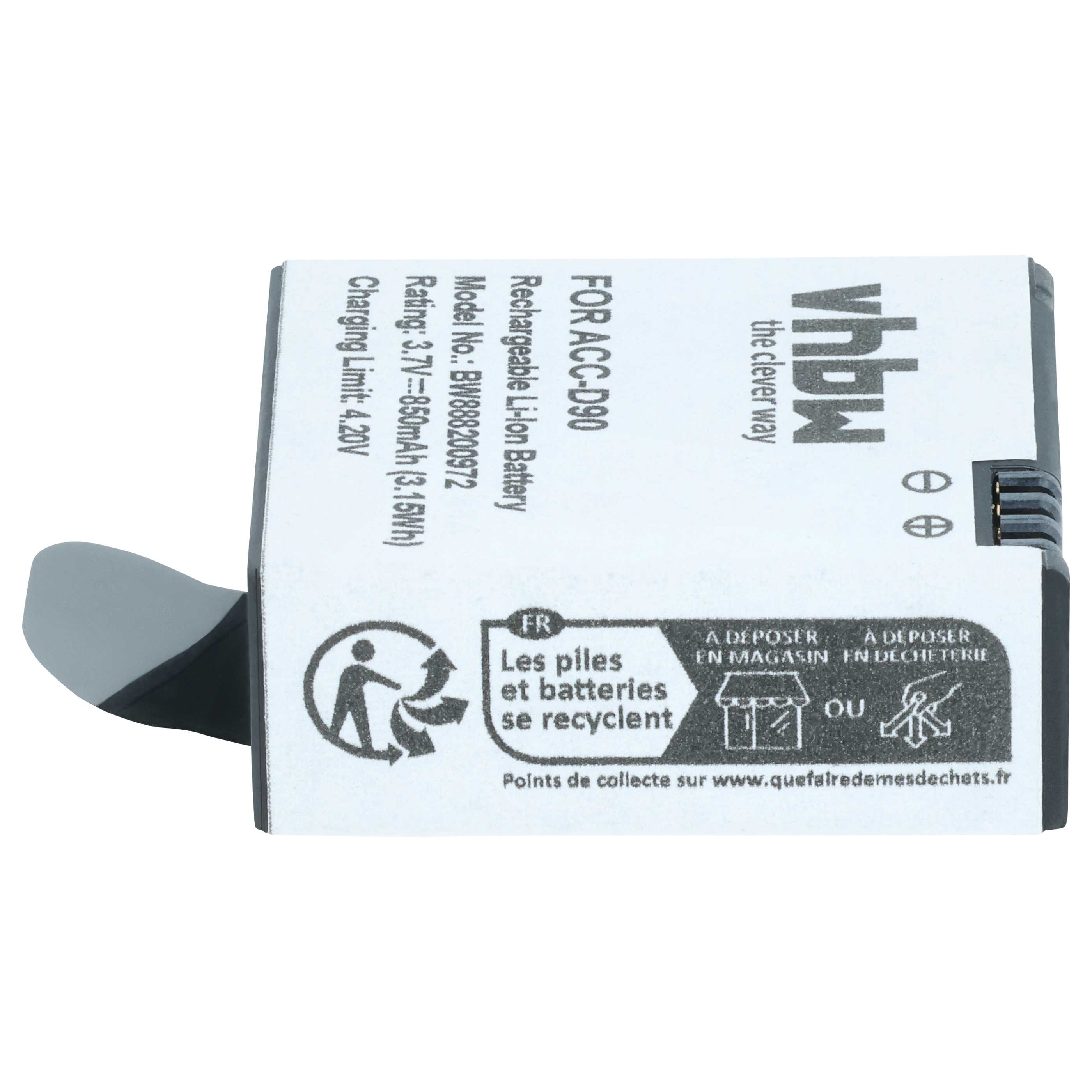 Mini-Kamera-Akku (3 Stück) als Ersatz für AEE ACC-D90 für AEE - 850mAh 3,7V Li-Ion