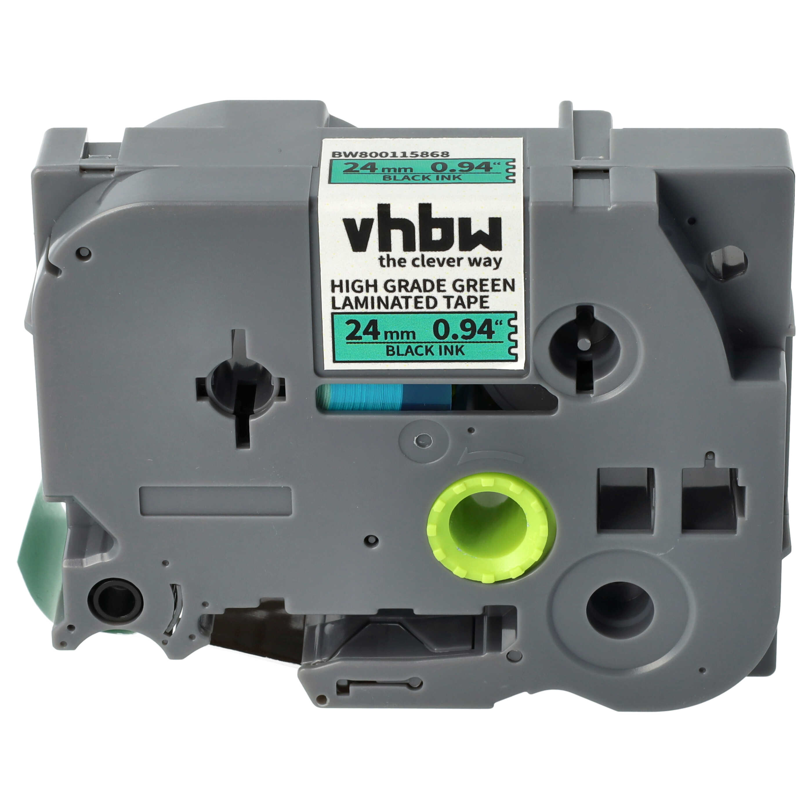 Label Tape as Replacement for Brother HGE-751 - 24 mm Black to Green