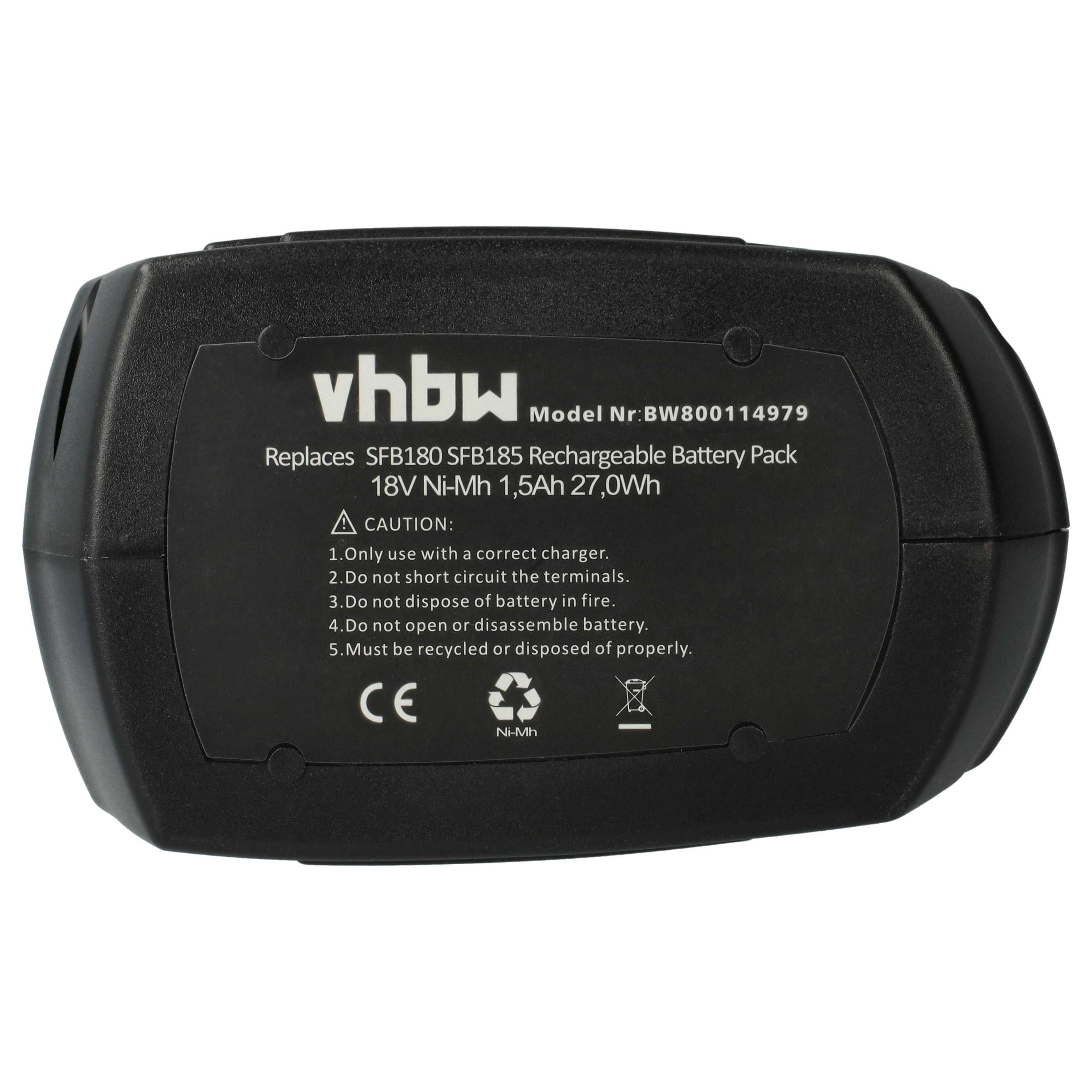 2x Battery replaces Hilti SFB180, SFB185 Electric Power Tool - 1500 mAh, 18 V, NiMH