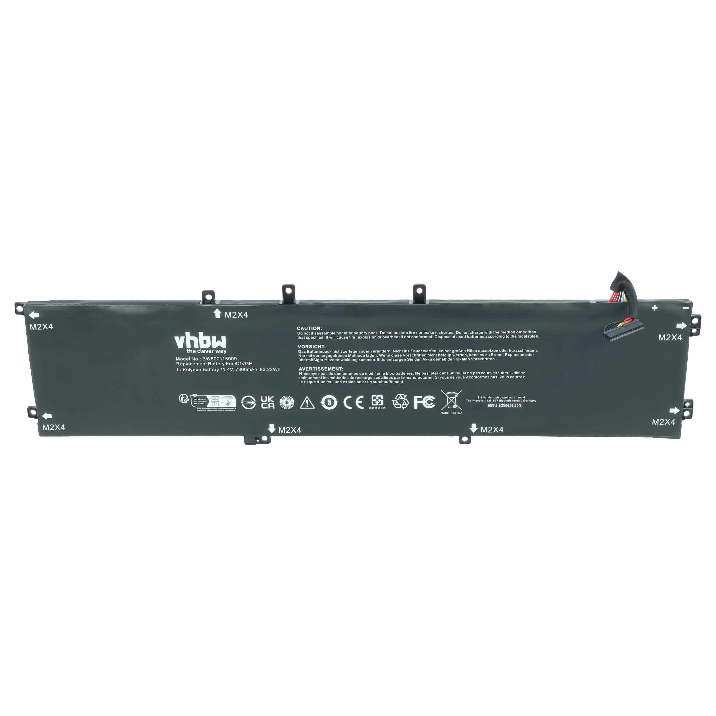 Akumulator do laptopa zamiennik Dell 01P6KD, 62MJV, 1P6KD, 4GVGH, 062MJV - 7300 mAh 11,4 V Li-Ion, czarny