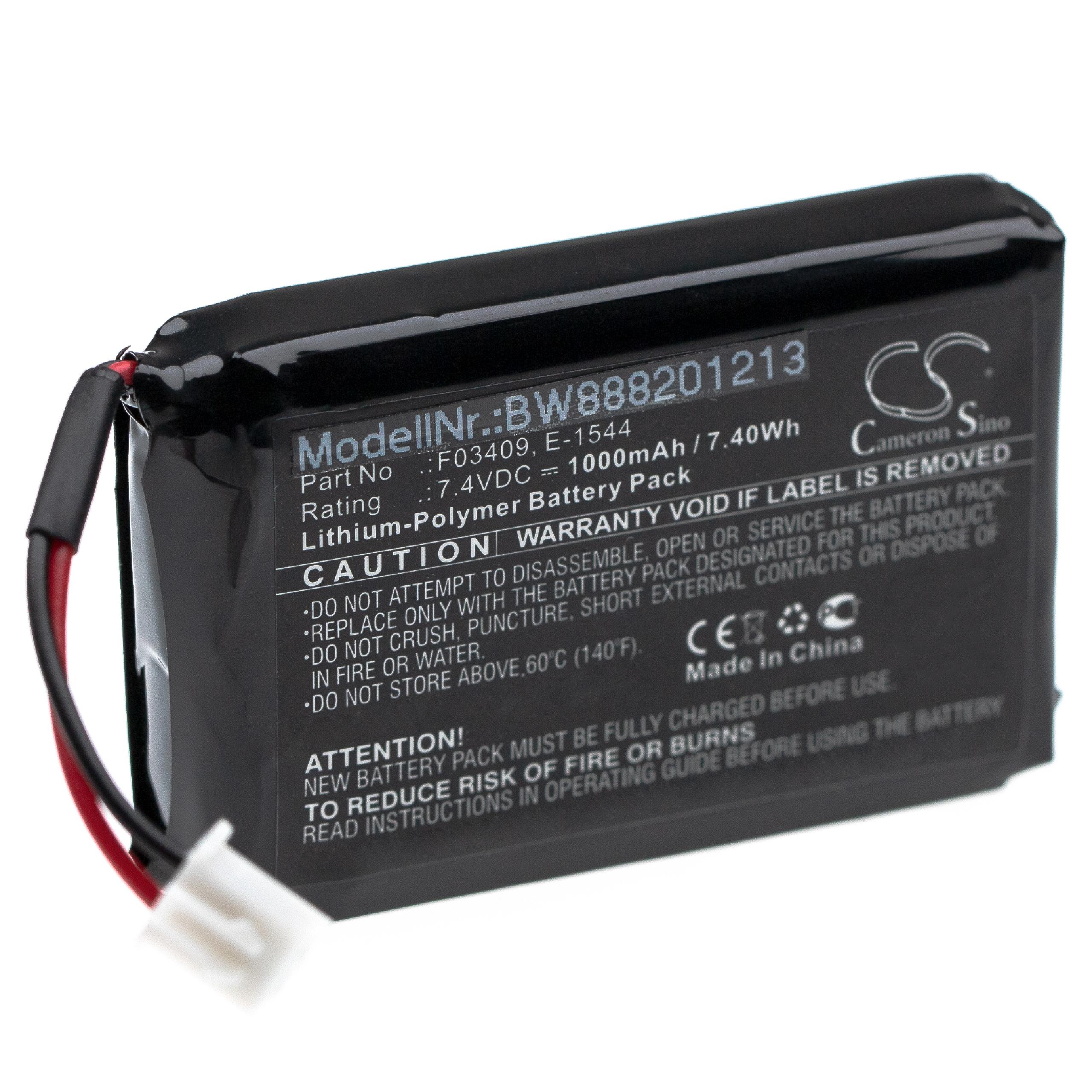 Batterie remplace Satlink F03409, E-1544 pour outil de mesure - 1000mAh 7,4V Li-polymère