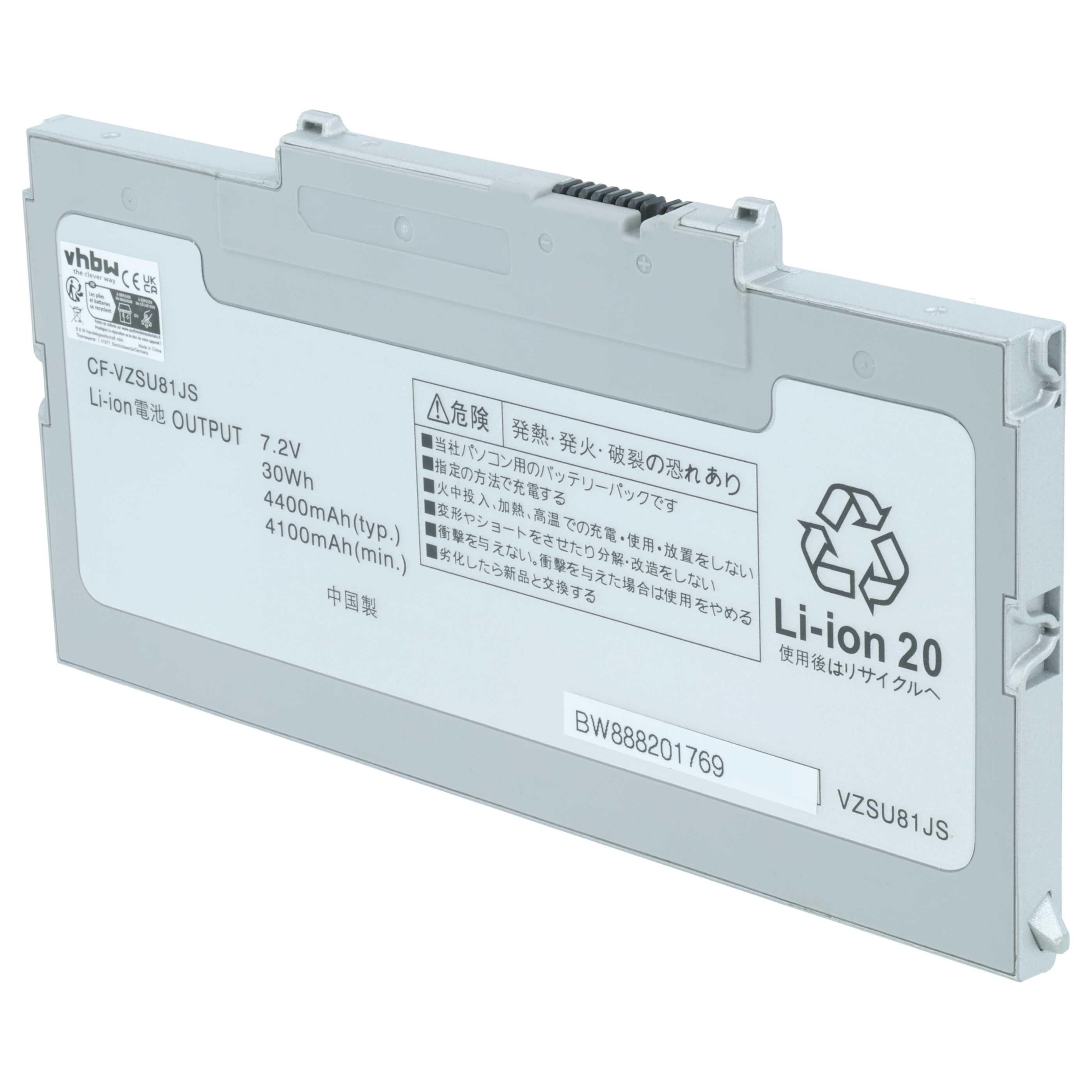 Akumulator do laptopa zamiennik Panasonic CF-VZSU81, CF-VZSU81EA - 4200 mAh 7,2 V Li-Ion, srebrnoszary
