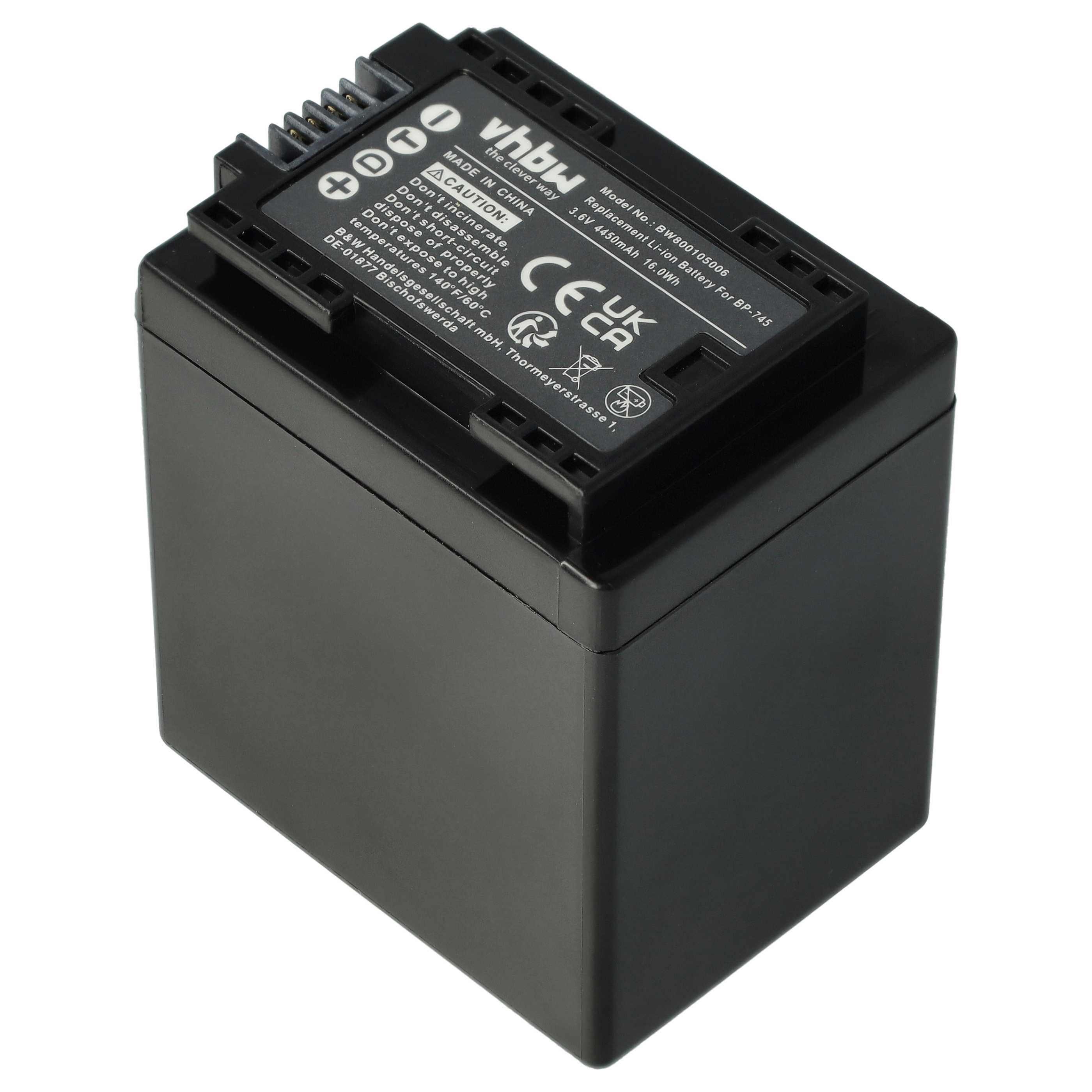 Videocamera Battery replaces Canon BP-727, BP-745 - 4450 mAh 3.6 V Li-Ion