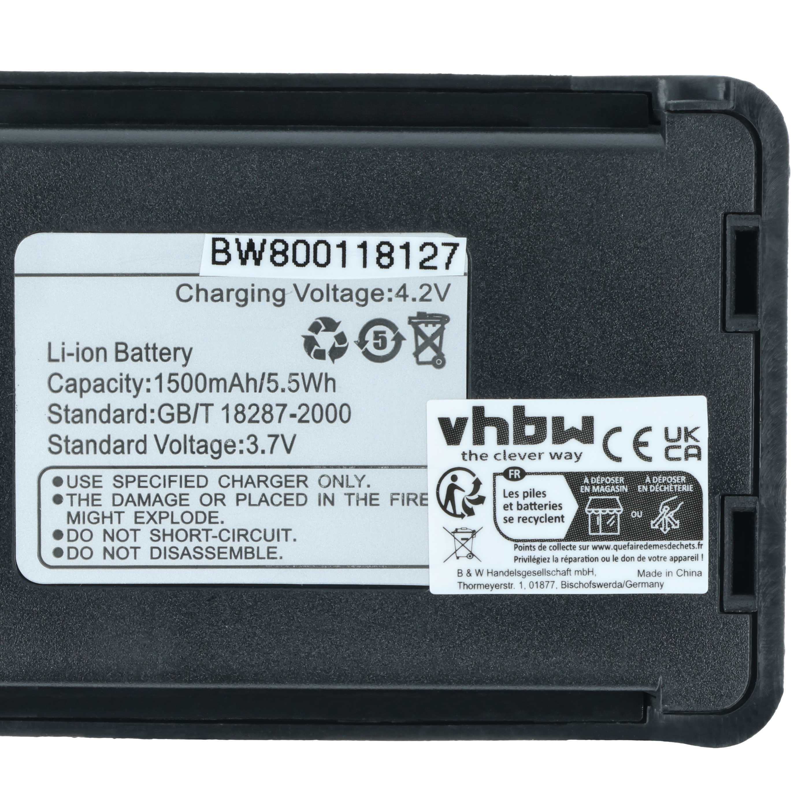 Radio 5x Battery replaces Baofeng BL-3L - 1500 mAh 3.7 V Li-Ion