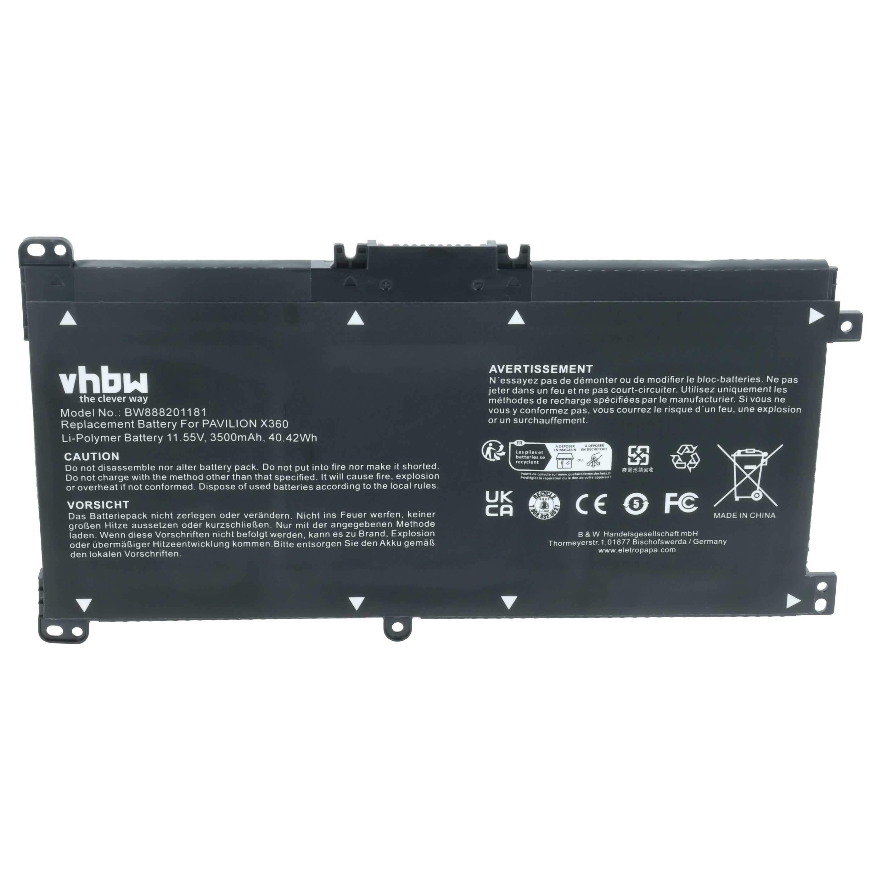 Akumulator do laptopa zamiennik HP 916366-421, 916811-855, BK03XL, HSTNN-LB7S - 3500 mAh 11,55 V LiPo, czarny