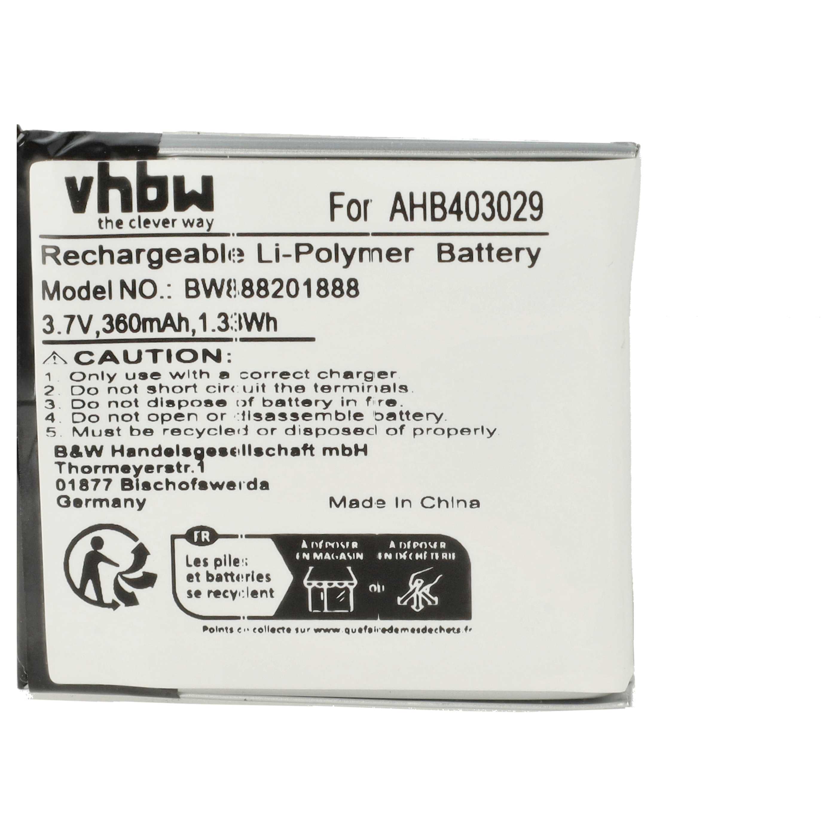 Akumulator do słuchawek bezprzewodowych zamiennik Plantronics AHB403029 - 360 mAh 3,7 V LiPo