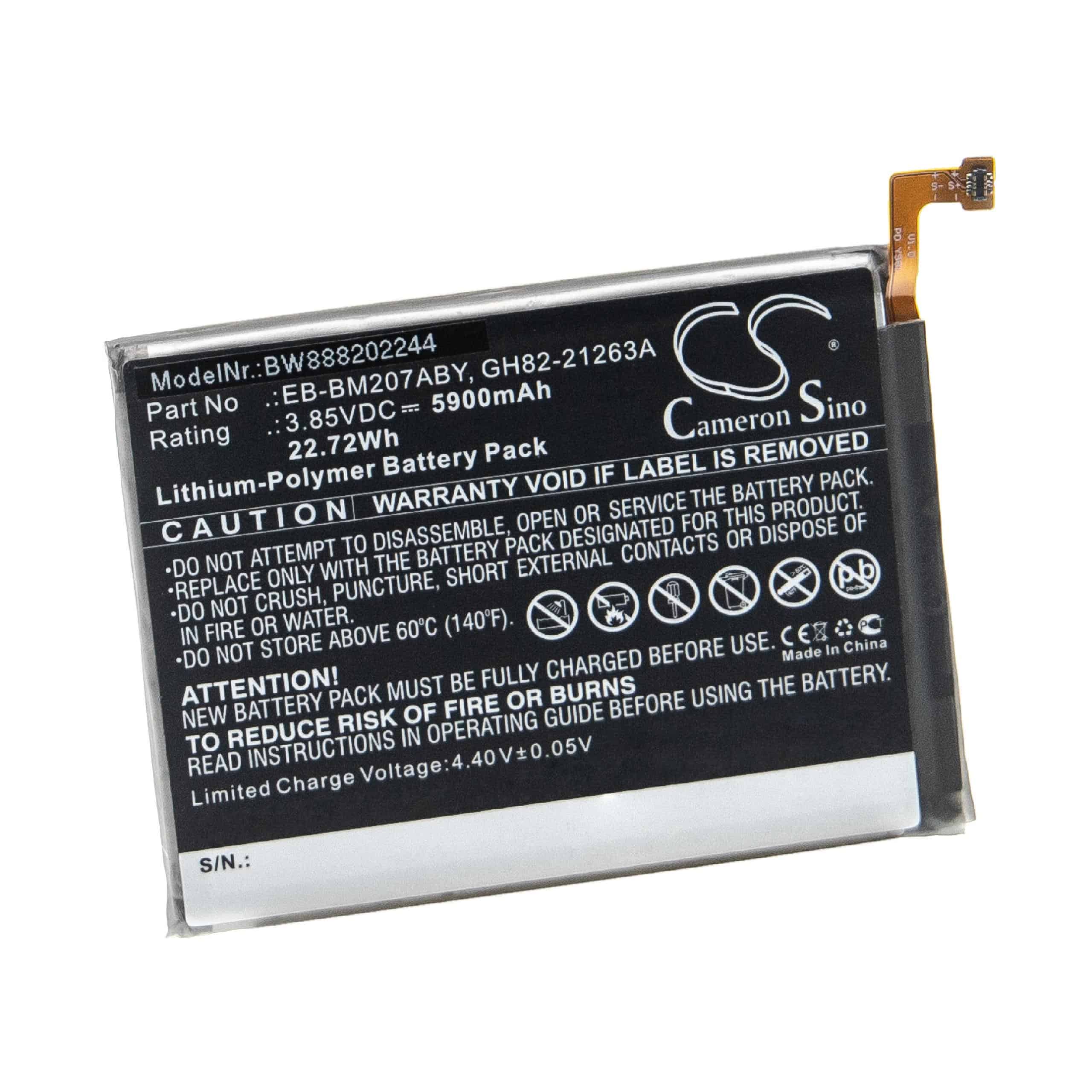 Batterie remplace Samsung GH82-21263A, EB-BM207ABY pour téléphone portable - 5900mAh, 3,85V, Li-polymère