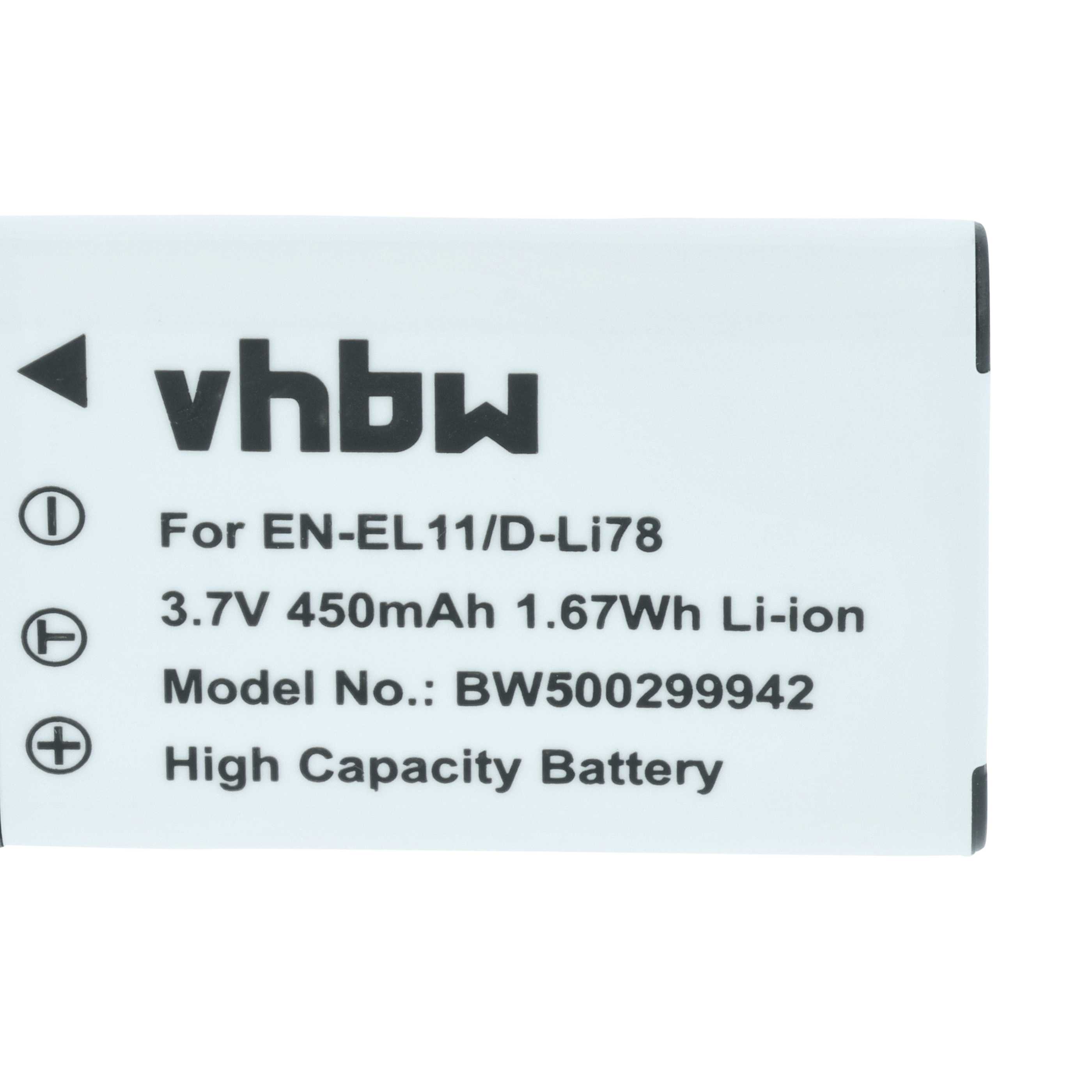 Batteria sostituisce Nikon EN-EL11 per fotocamera - 450mAh 3,6V Li-Ion