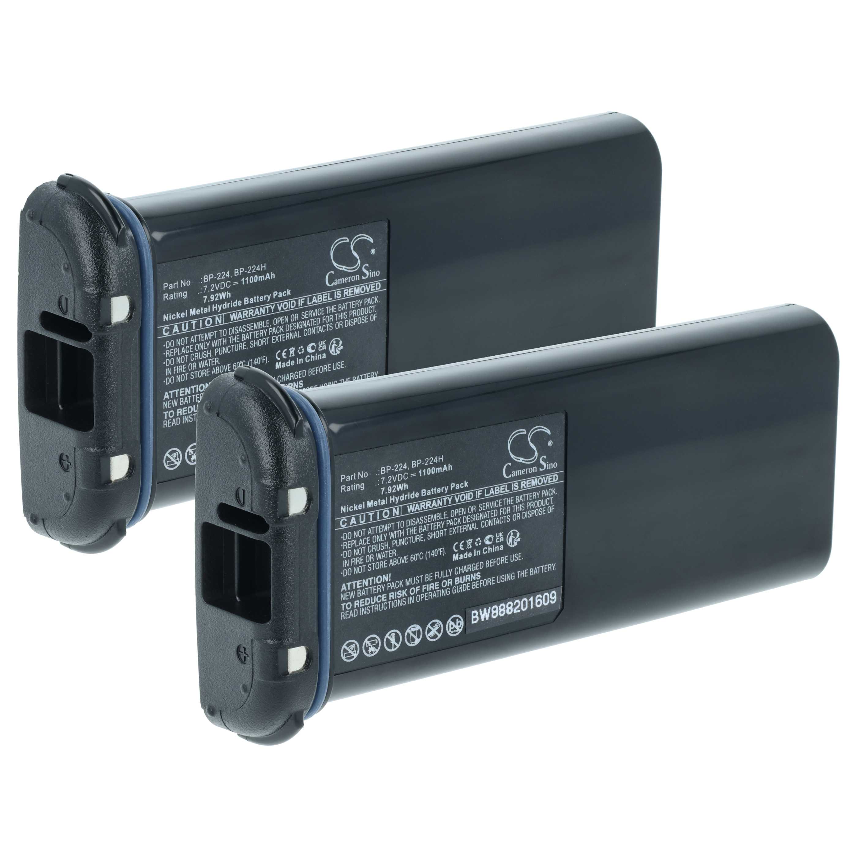 Radio 2x Battery replaces Icom BP-224, BP-224H - 1100 mAh 7.2 V NiMH