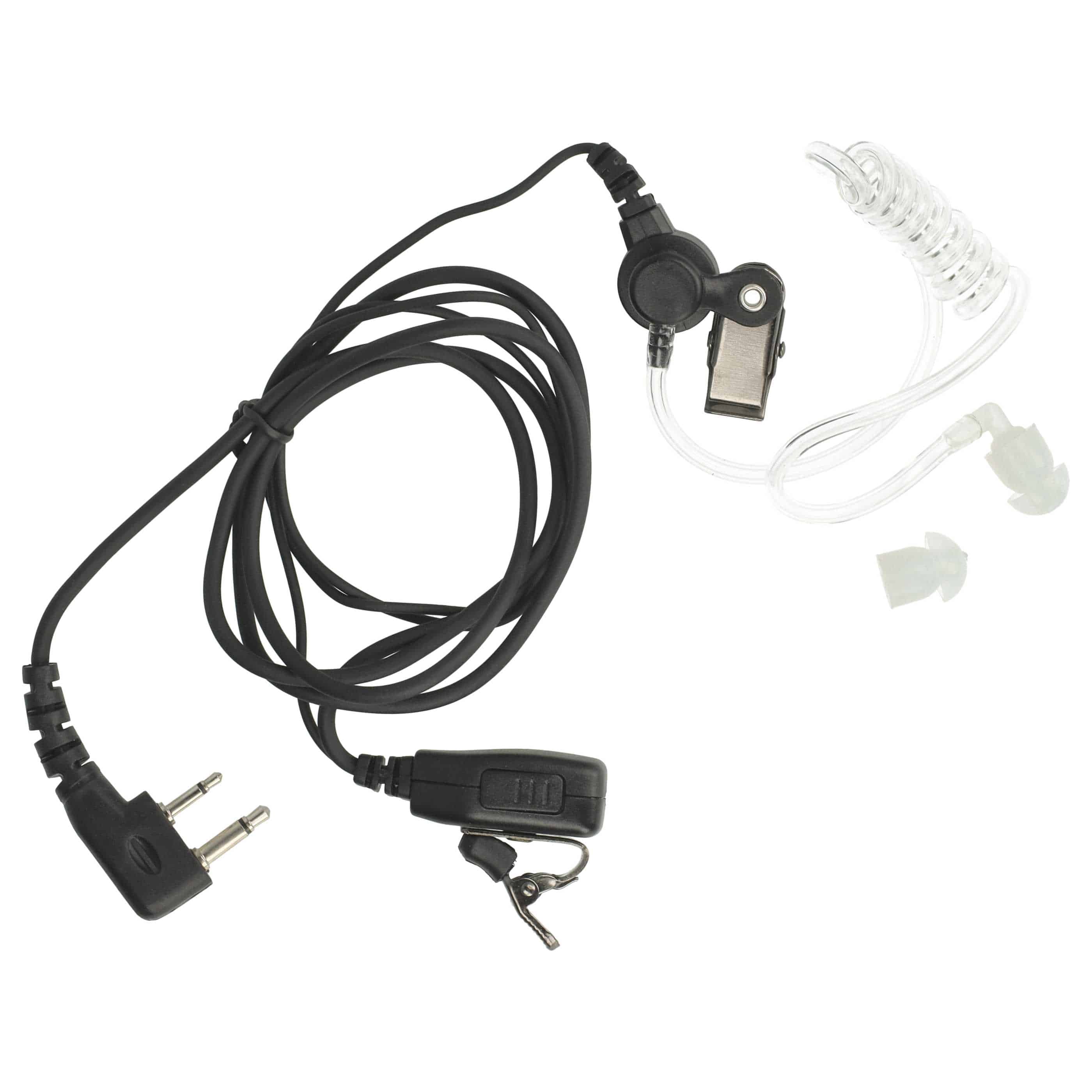 Security Radio Headset - "Take Call Button", Clip Mount + Phono Cable