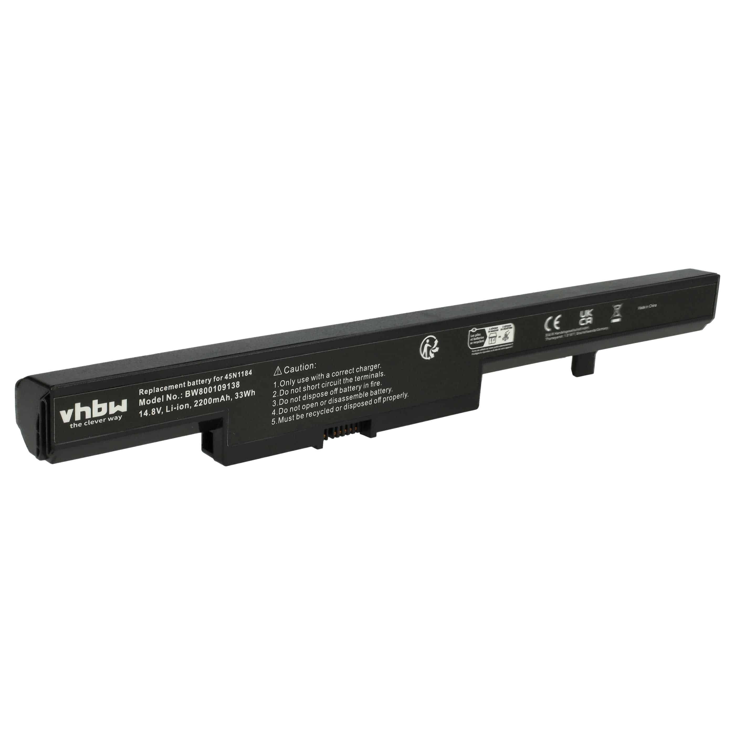 Akumulator do laptopa zamiennik Lenovo 45N1184, 45N1185, 45N1182, 45N1183 - 2200 mAh 14,8 V Li-Ion, czarny