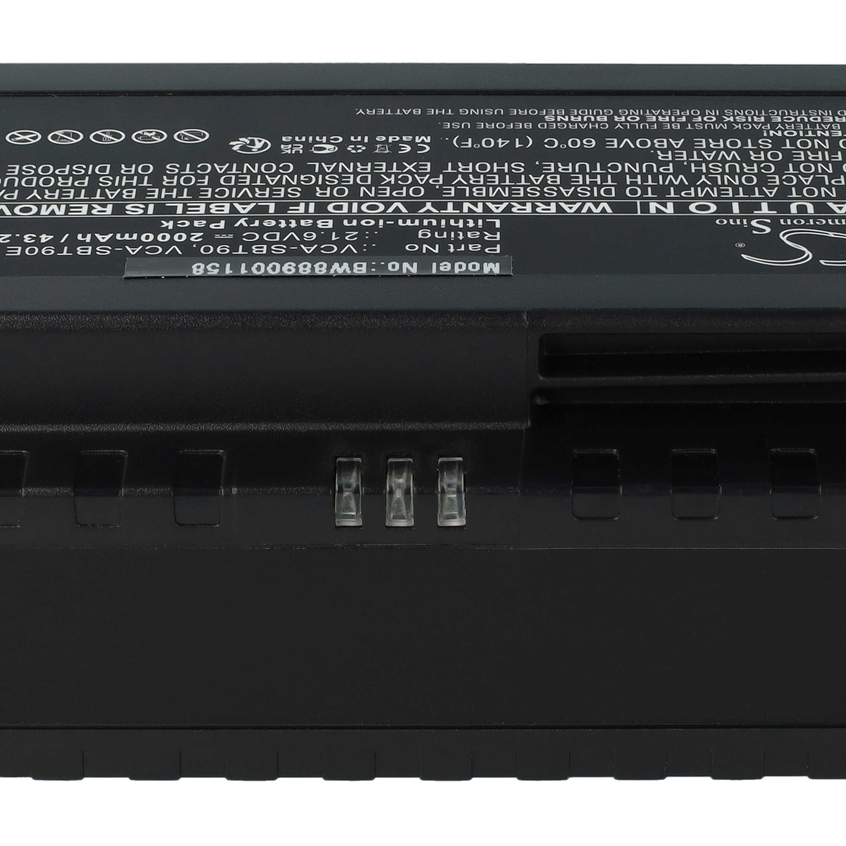 Akku als Ersatz für Samsung VCA-SBT90E, VCA-SBT90, DJ96-00221A für Samsung - 2000mAh 21,6V Li-Ion, schwarz