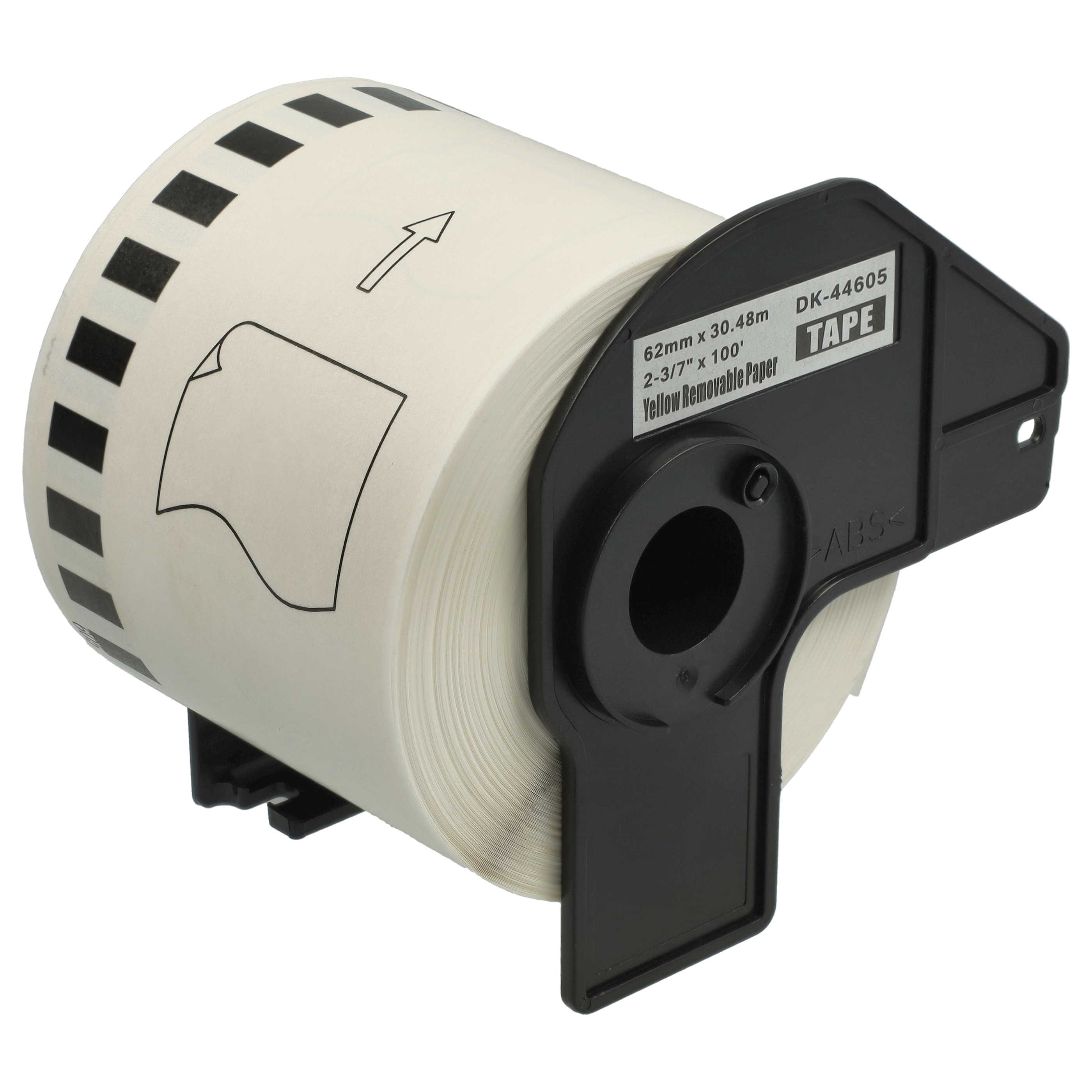 5x Label Roll replaces Brother DK-44605 Labeller - Self-Adhesive 62 mm x 30.48 m + Holder