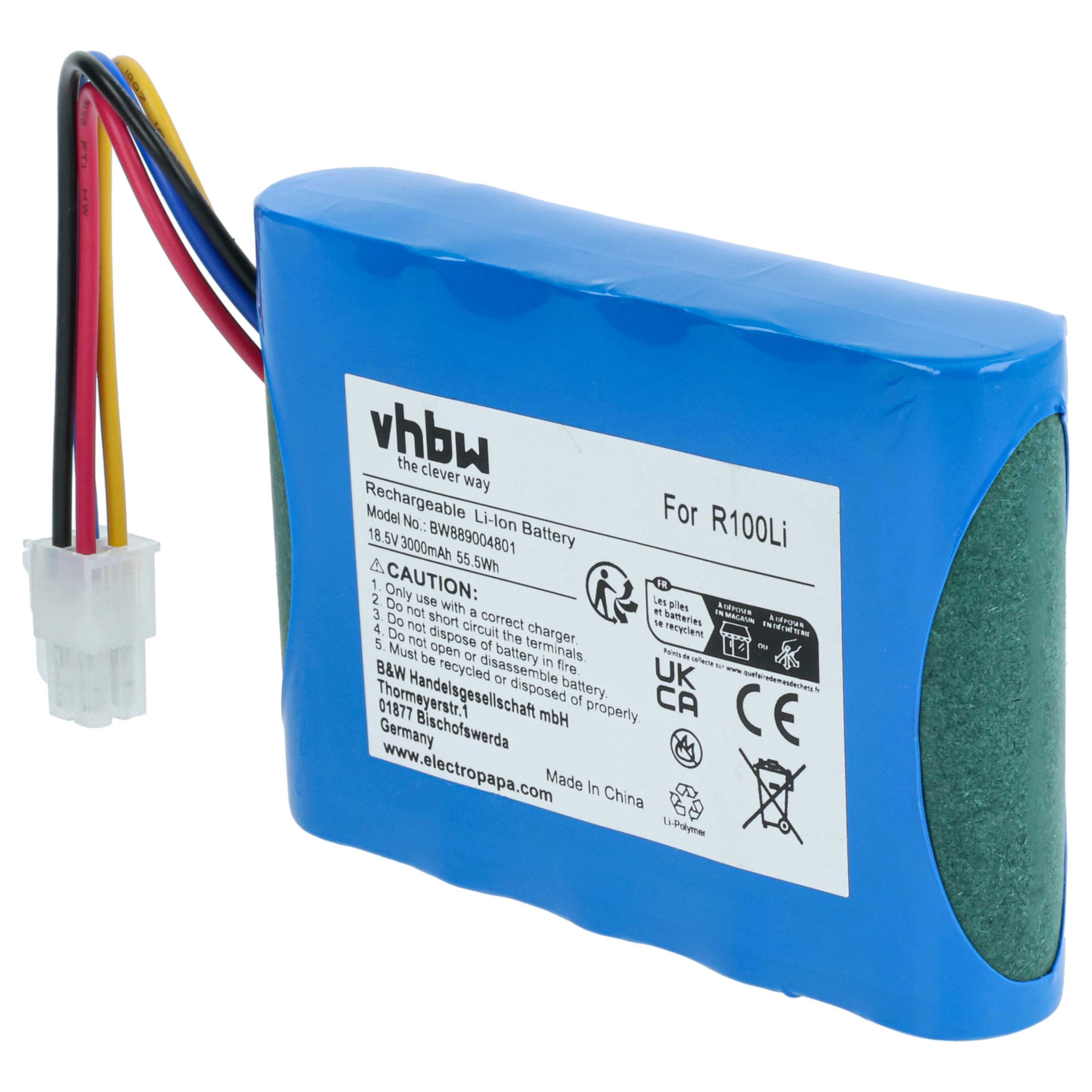 Battery Replacement for Husqvarna 584 82 28-01, 584 85 28-01, 584 82 28-02 - 3 Ah 18.5 V Li-Ion, blue