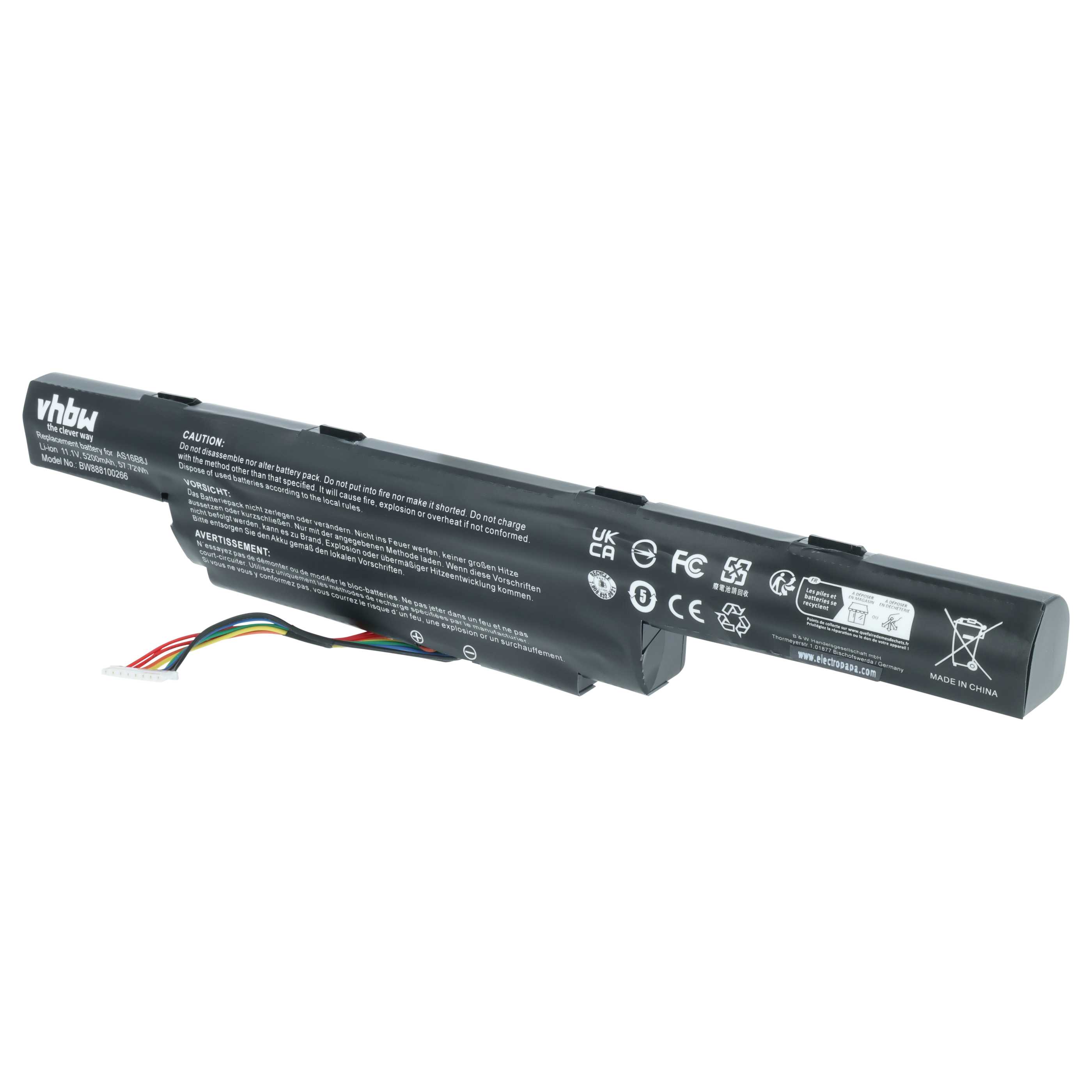 Akumulator do laptopa zamiennik Acer 3ICR19/662-2, 3INR19/66-2, AS16B5J - 5200 mAh 11,1 V Li-Ion, czarny