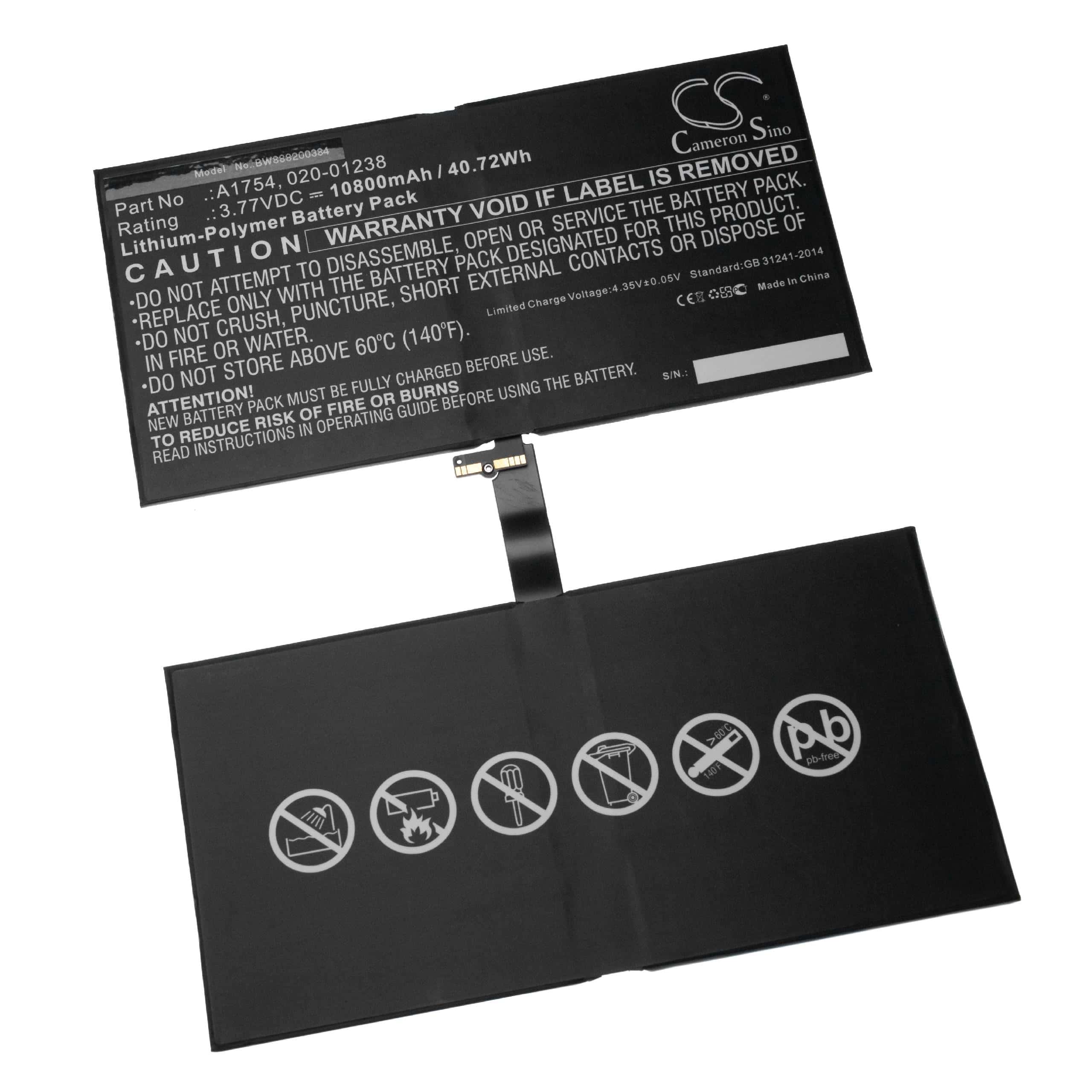 Notebook Battery Replacement for Apple A1754, 020-01238 - 10800mAh 3.77V Li-polymer