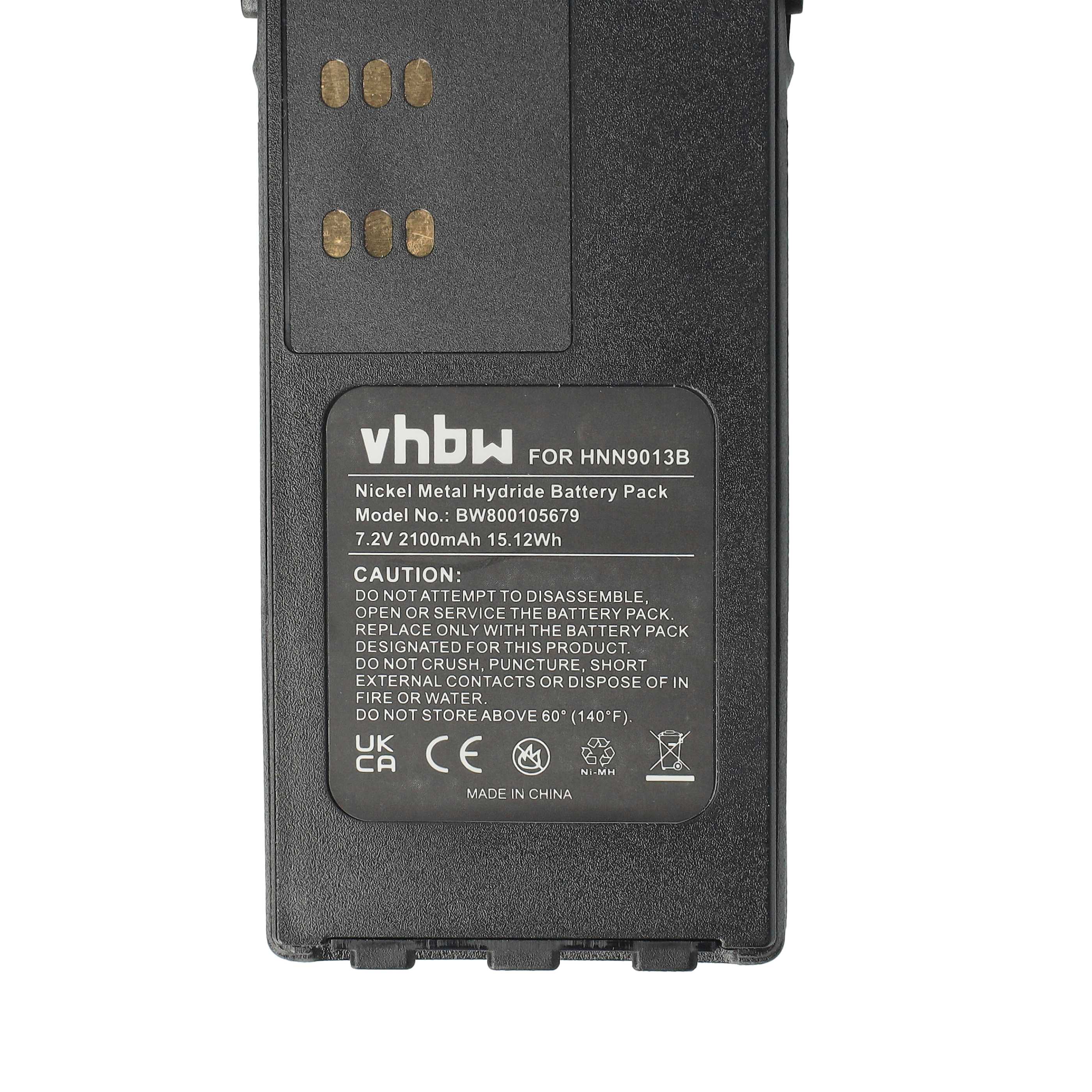 Radio 10x Battery replaces Motorola HMNN4151, HMNN4154, HNN4001, HMNN4158, HMNN4159 - 2100 mAh 7.2 V NiMH
