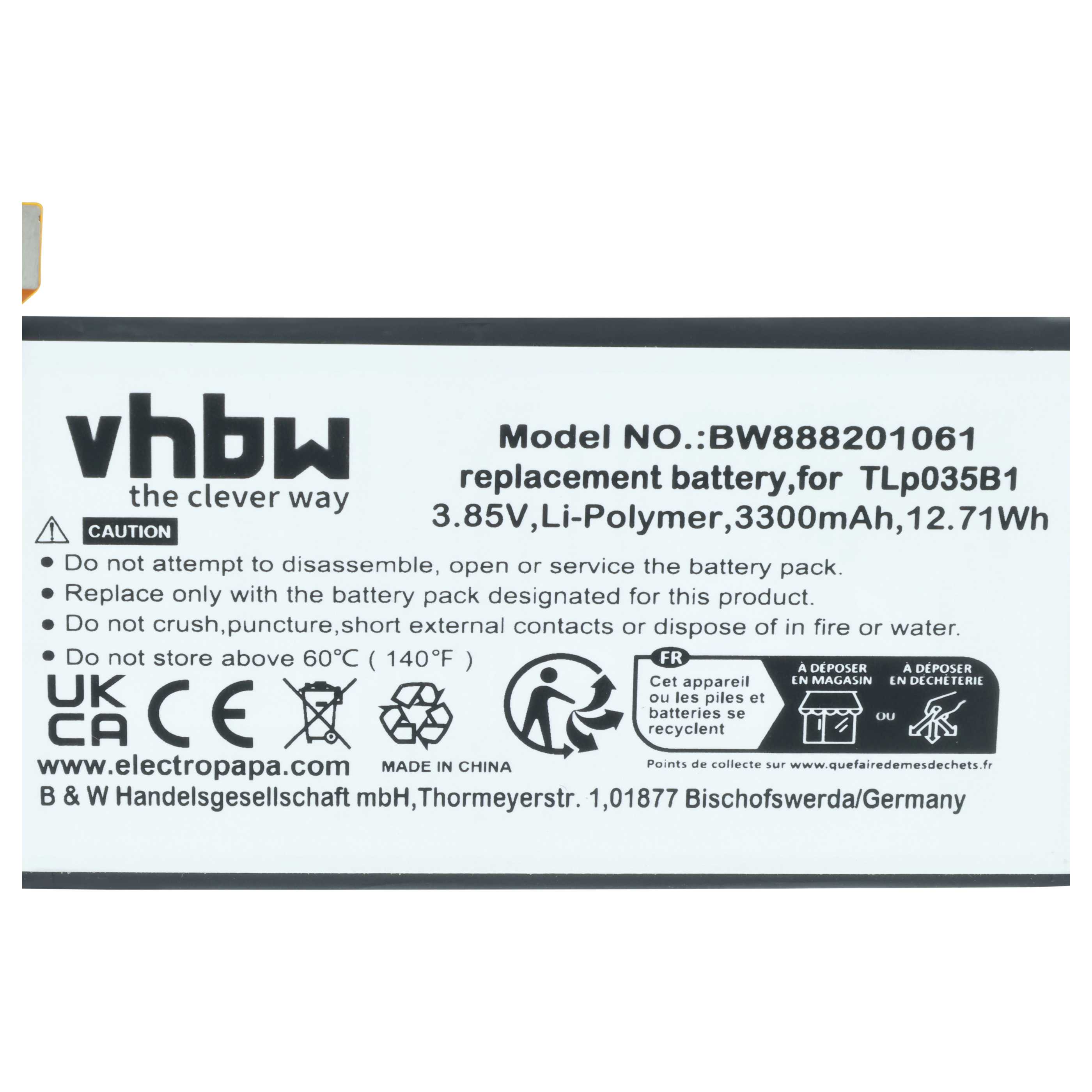 Akumulator do telefonu smartfona zamiennik BlackBerry TLp035B1 - 3300 mAh 3,85 V LiPo